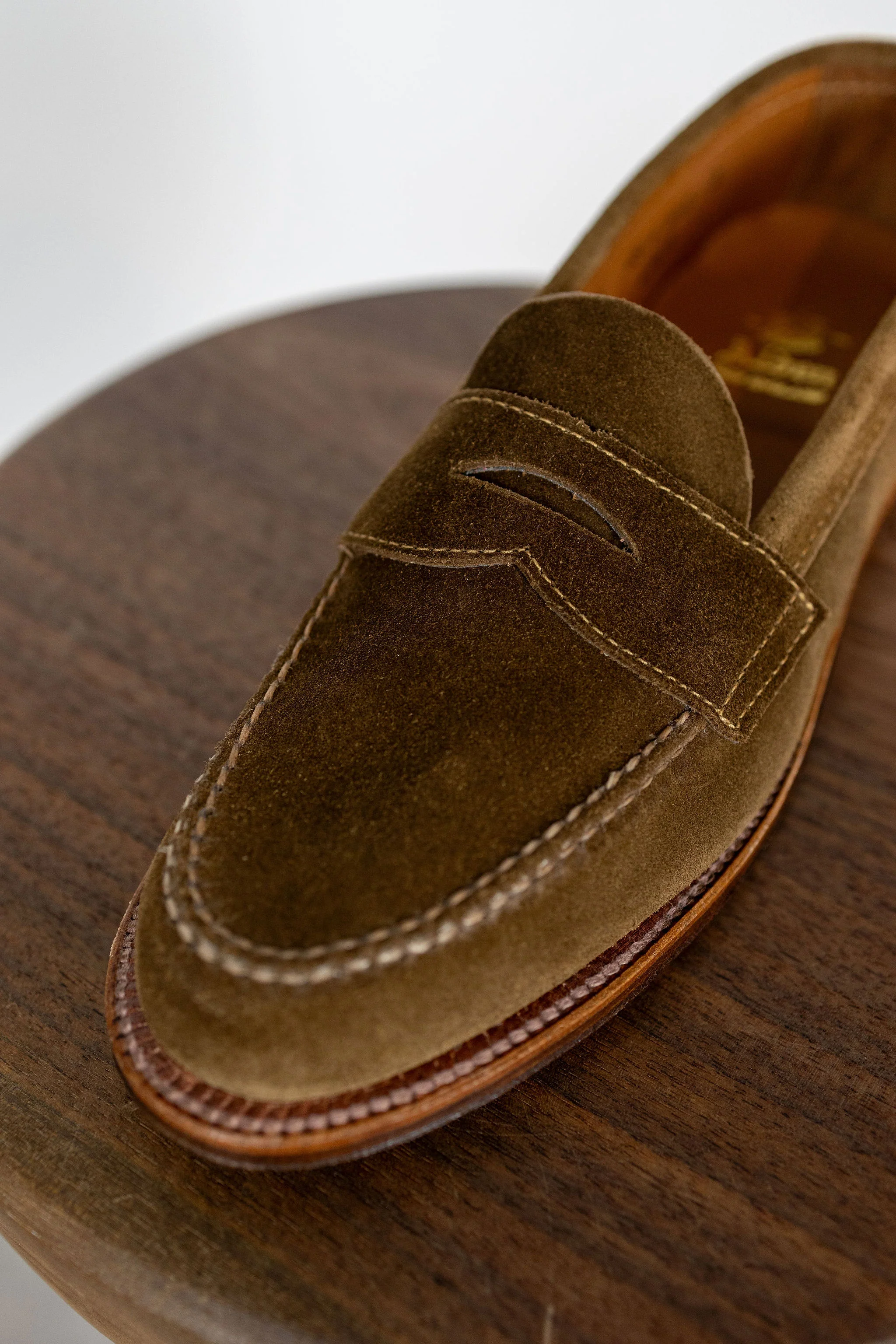 Alden 6243F Unlined Leisure Handsewn Penny Loafer LHS - Snuff Suede - Image 6