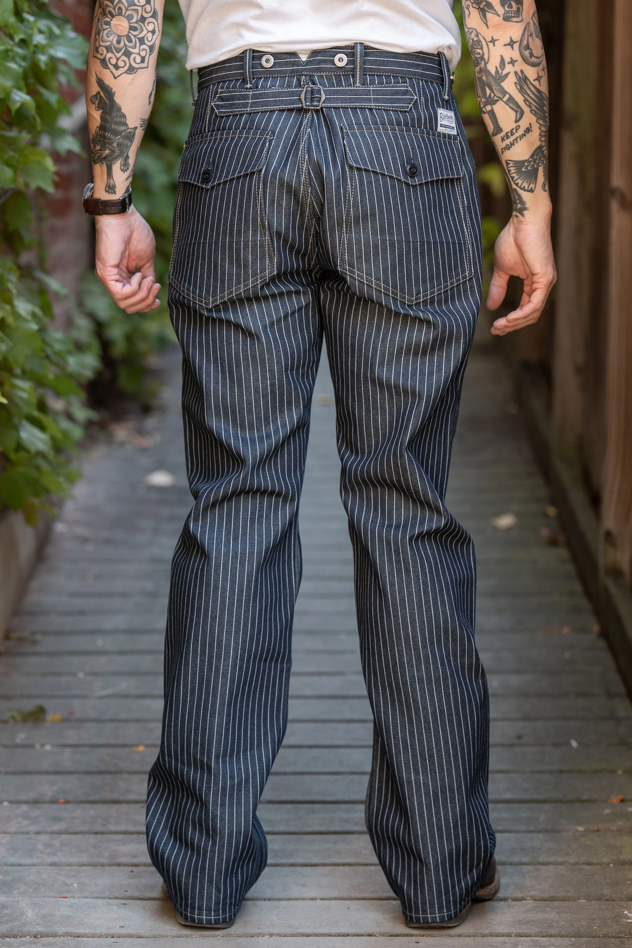 Blue Blanket IJ1 JP03 Waist Overall - 11oz Japanese Dark Indigo Pinstripe Selvedge Denim - Image 3