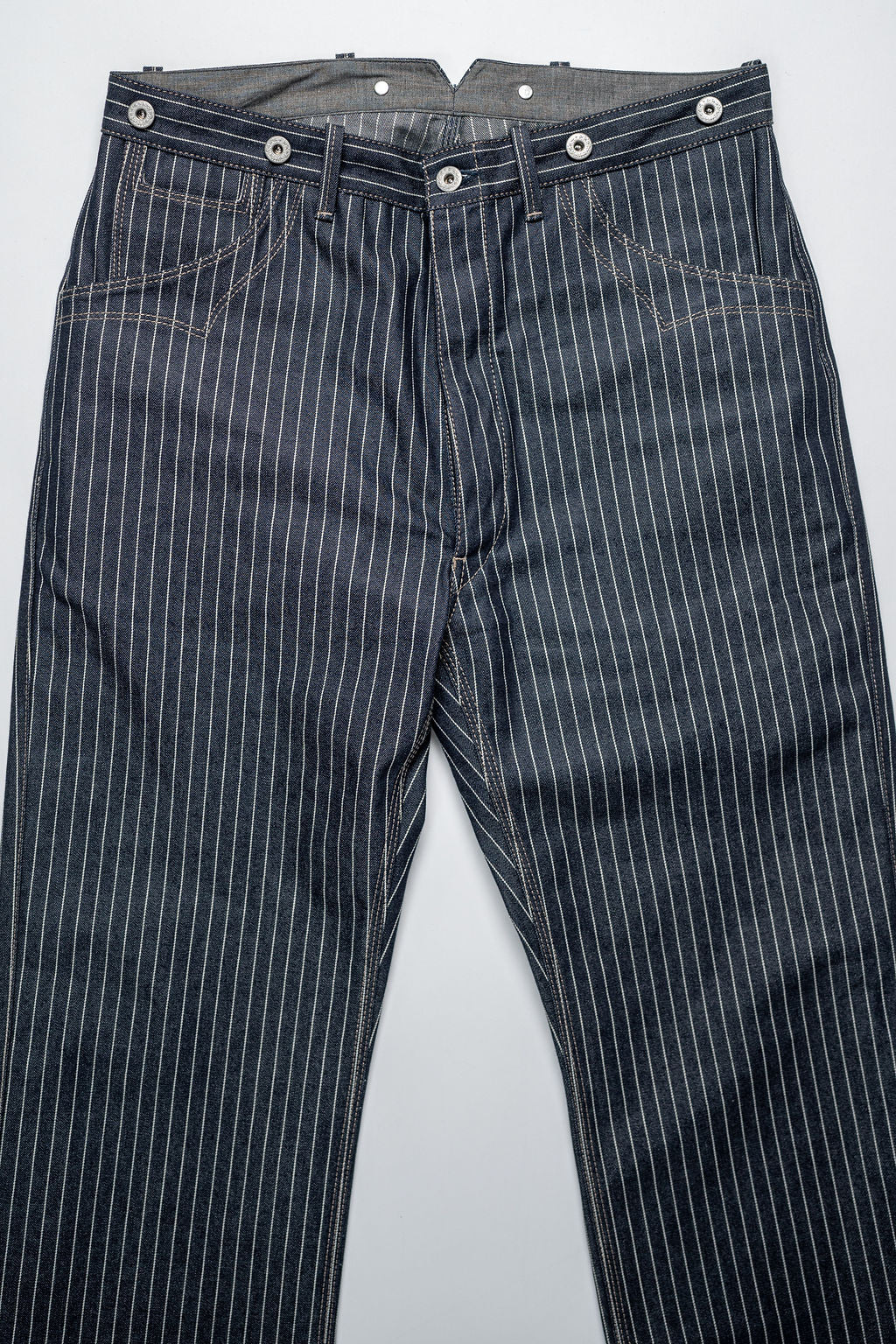 Blue Blanket IJ1 JP03 Waist Overall - 11oz Japanese Dark Indigo Pinstripe Selvedge Denim - Image 4