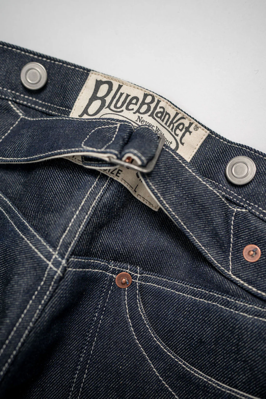 Blue Blanket P40 IT166 Waist Overall Jeans 1870s Single Needle Production - 13oz Italian Selvedge Raw Organic Denim - Image 11