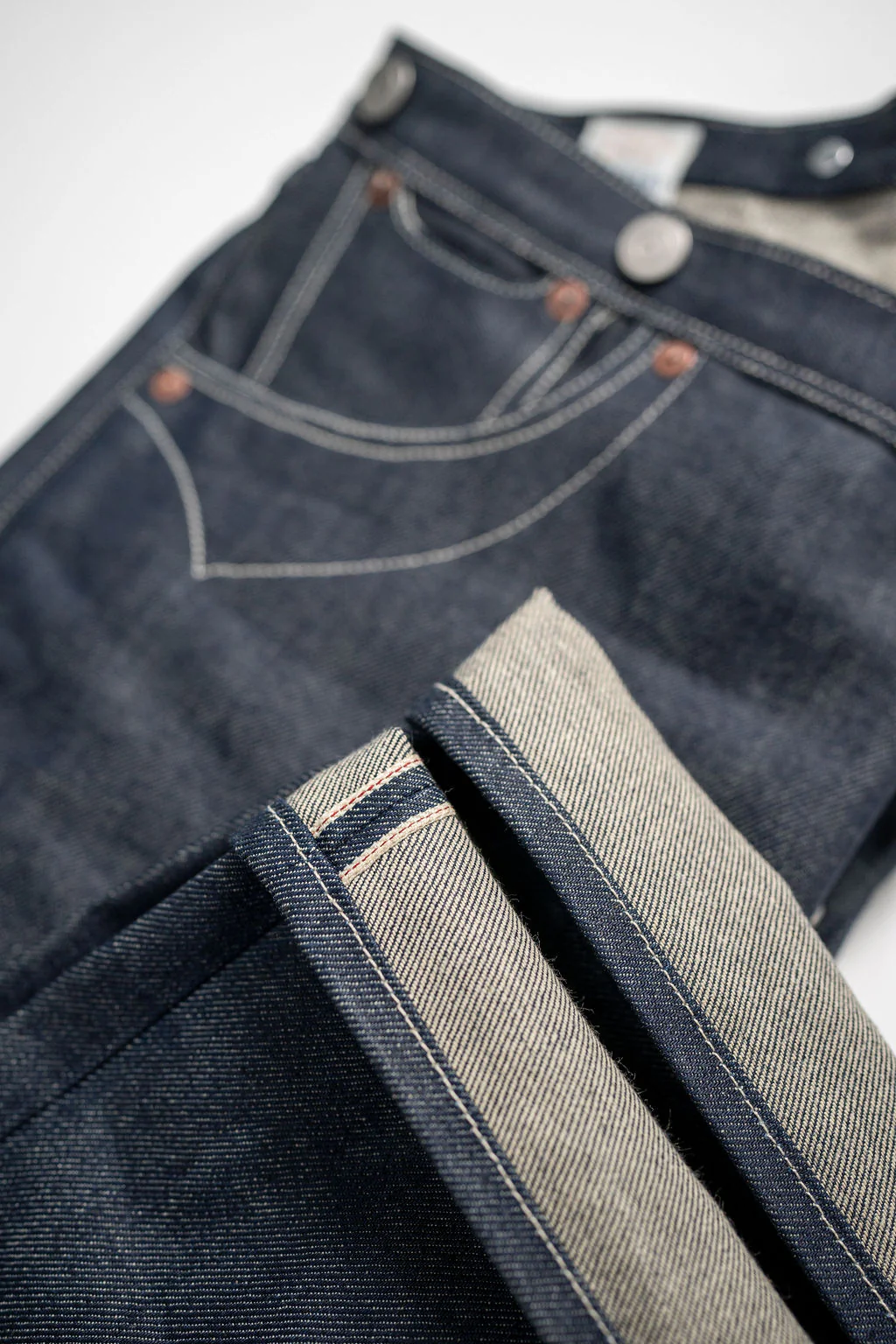 Blue Blanket P40 IT166 Waist Overall Jeans 1870s Single Needle Production - 13oz Italian Selvedge Raw Organic Denim - Image 12