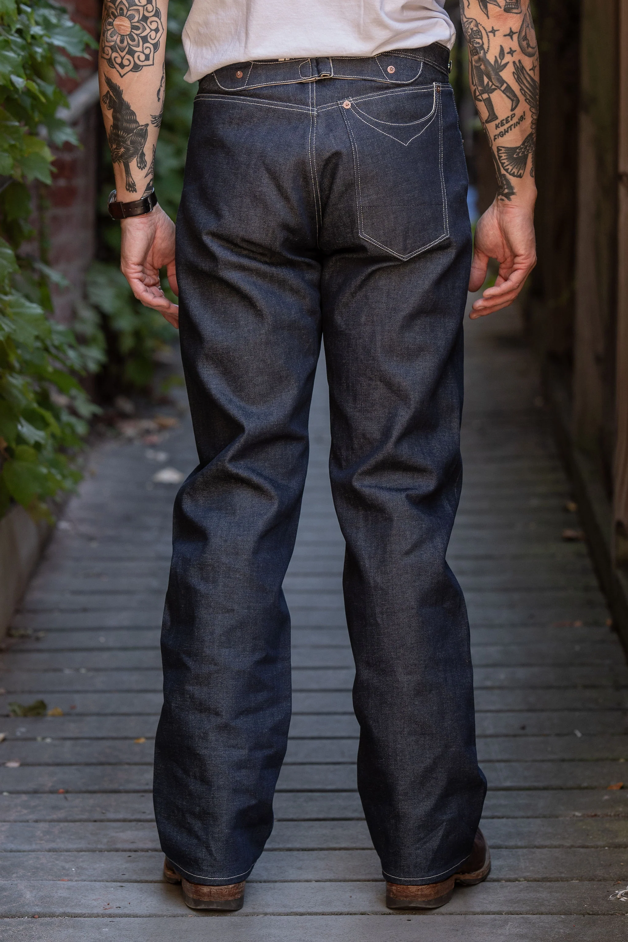 Blue Blanket P40 IT166 Waist Overall Jeans 1870s Single Needle Production - 13oz Italian Selvedge Raw Organic Denim - Image 3