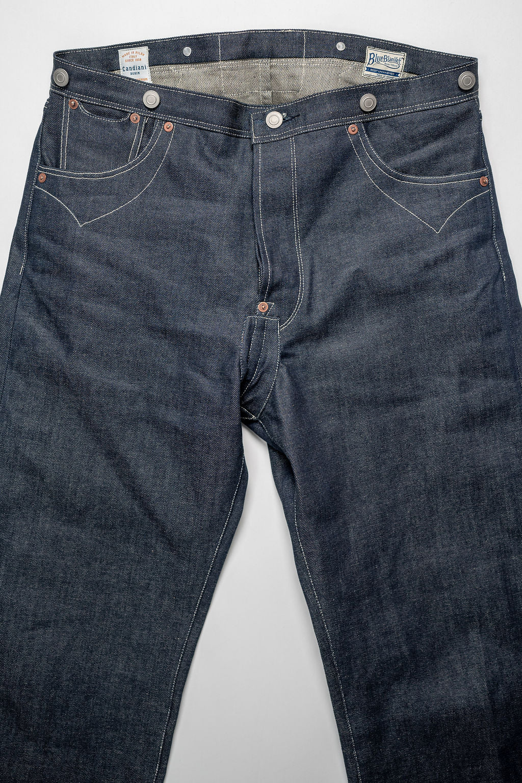 Blue Blanket P40 IT166 Waist Overall Jeans 1870s Single Needle Production - 13oz Italian Selvedge Raw Organic Denim - Image 4