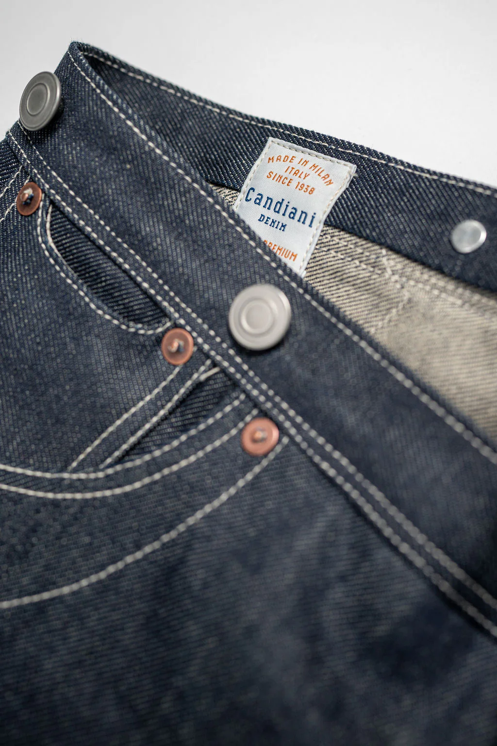 Blue Blanket P40 IT166 Waist Overall Jeans 1870s Single Needle Production - 13oz Italian Selvedge Raw Organic Denim - Image 6