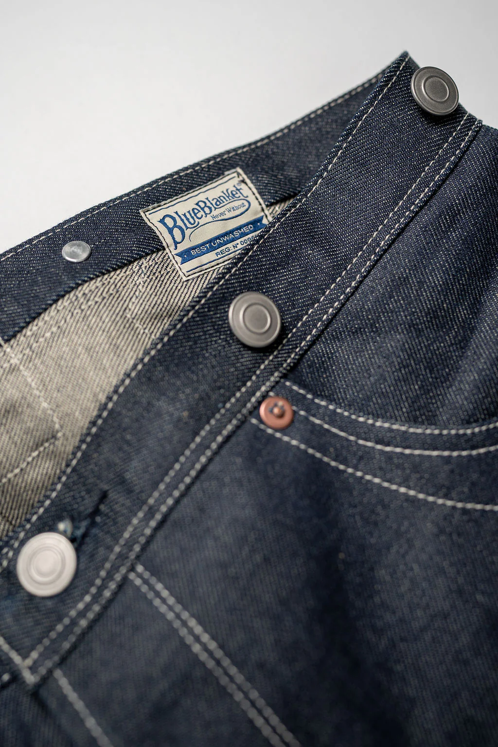 Blue Blanket P40 IT166 Waist Overall Jeans 1870s Single Needle Production - 13oz Italian Selvedge Raw Organic Denim - Image 7