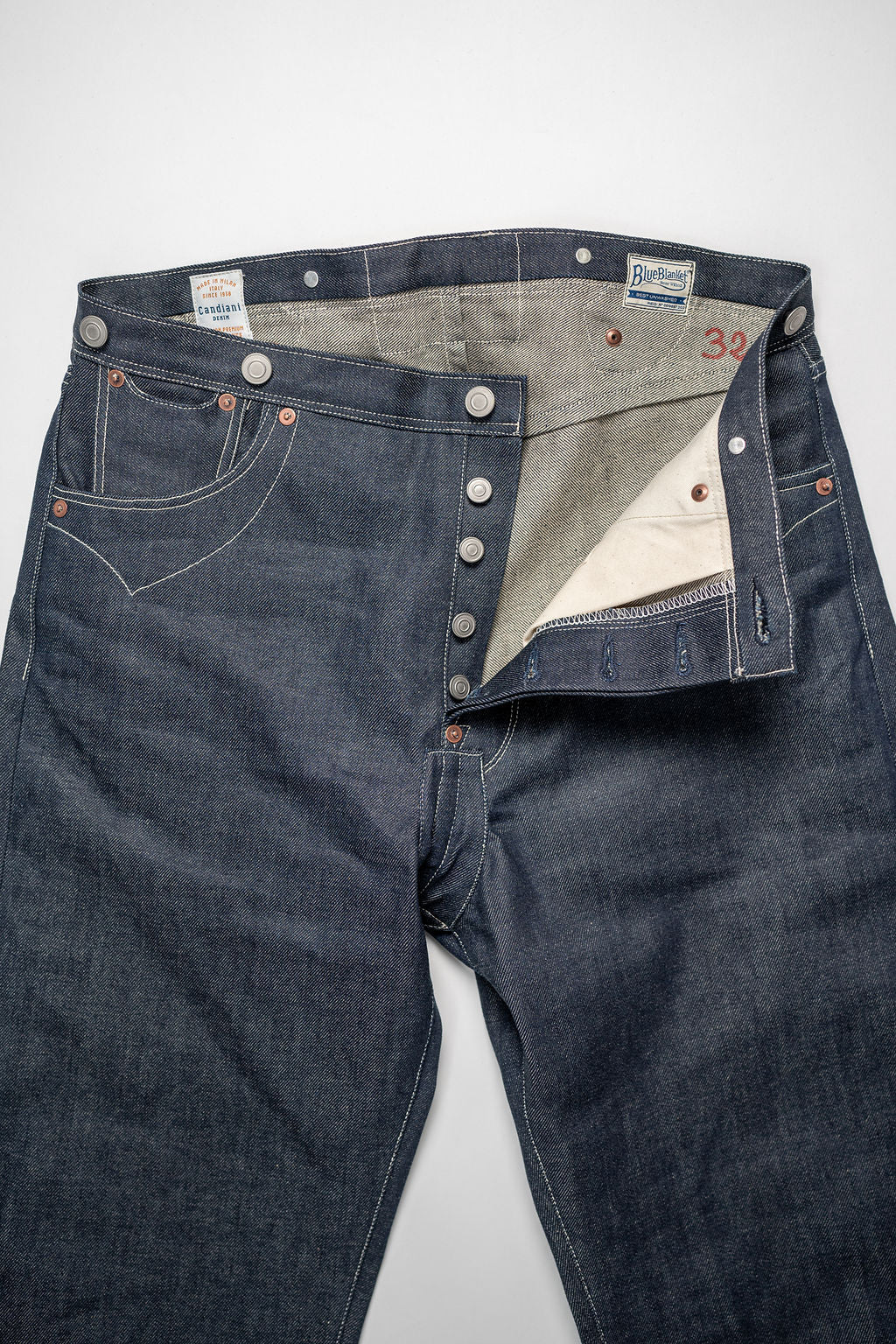 Blue Blanket P40 IT166 Waist Overall Jeans 1870s Single Needle Production - 13oz Italian Selvedge Raw Organic Denim - Image 8