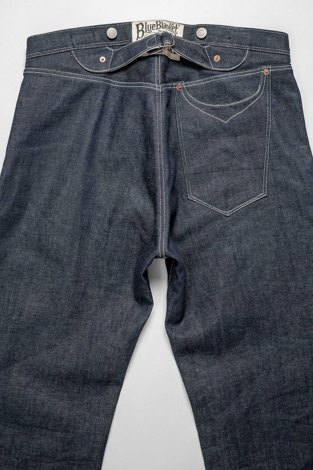 Blue Blanket P40 IT166 Waist Overall Jeans 1870s Single Needle Production - 13oz Italian Selvedge Raw Organic Denim - Image 9