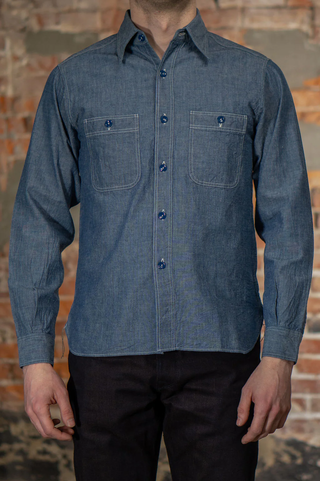 Buzz Rickson's BR25995 Chambray Work Shirt - Blue