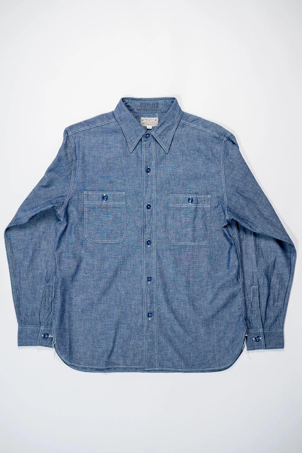 Buzz Rickson's BR25995 Chambray Work Shirt - Blue - Image 4
