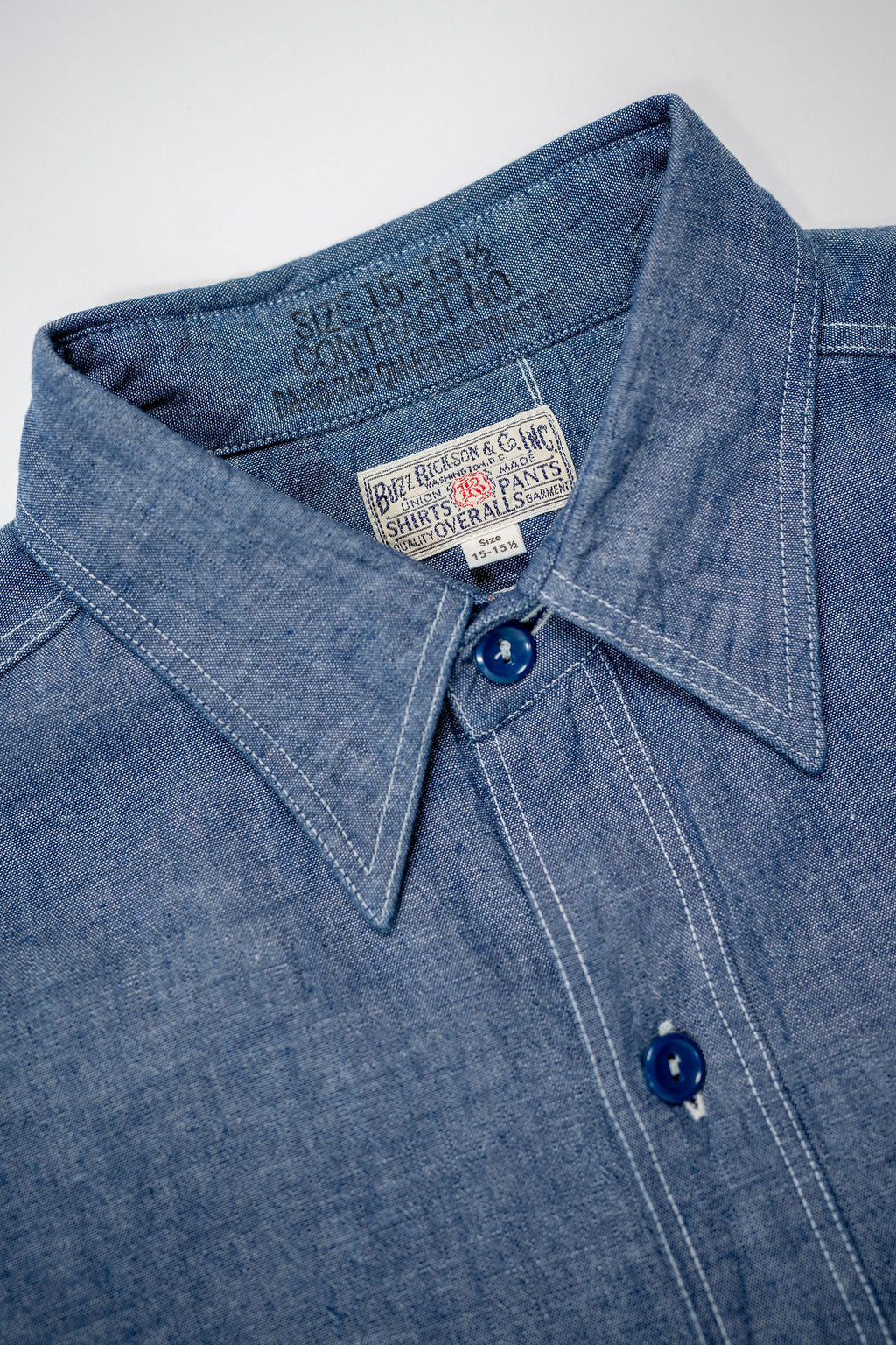 Buzz Rickson's BR25995 Chambray Work Shirt - Blue - Image 5