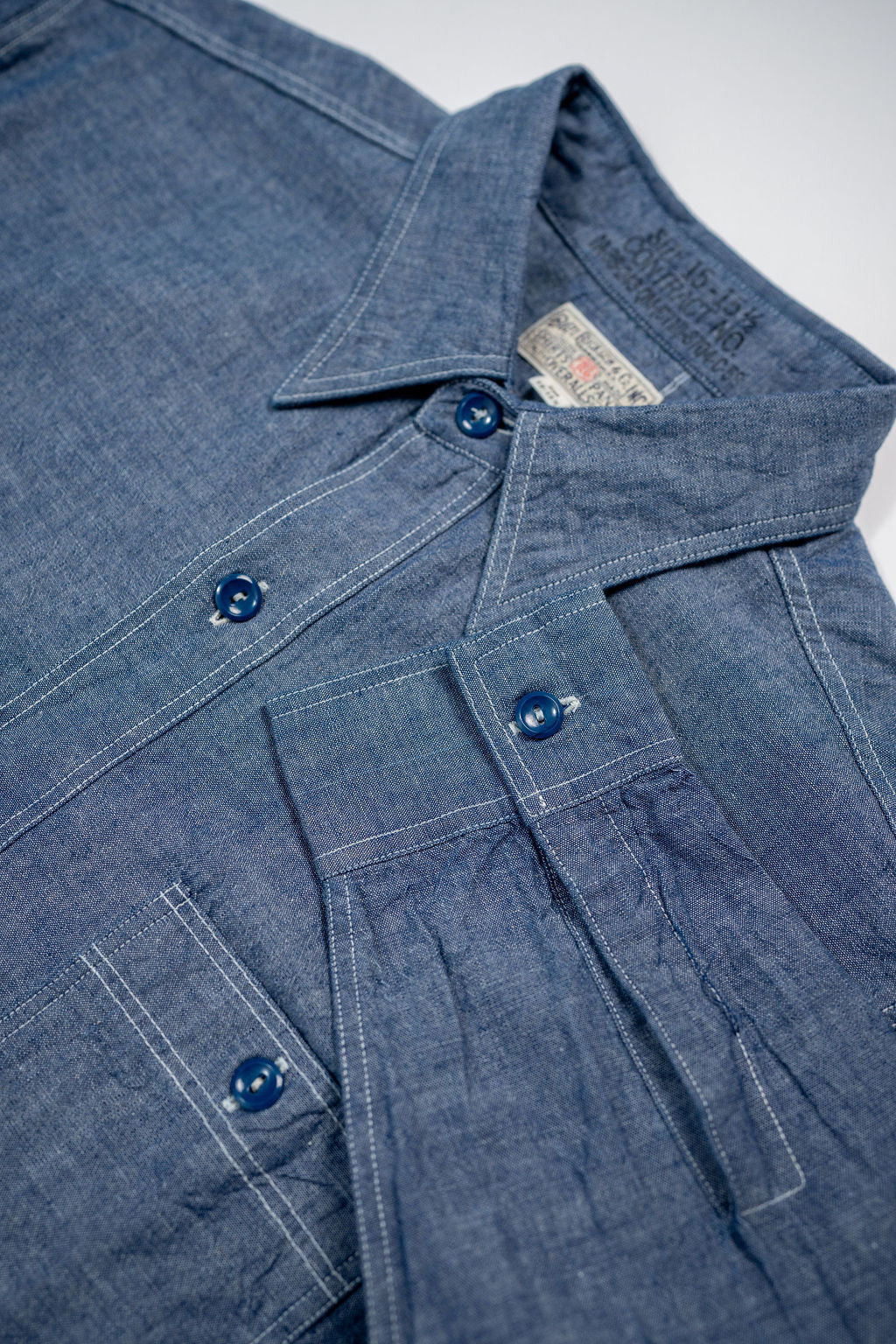 Buzz Rickson's BR25995 Chambray Work Shirt - Blue - Image 6
