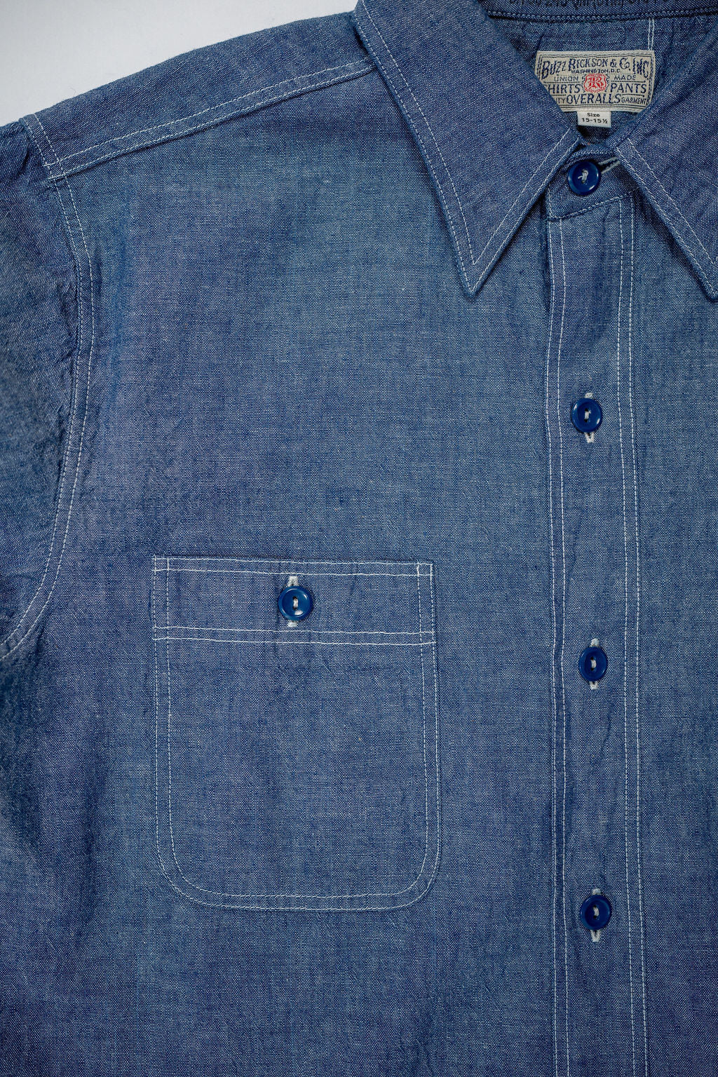 Buzz Rickson's BR25995 Chambray Work Shirt - Blue - Image 8