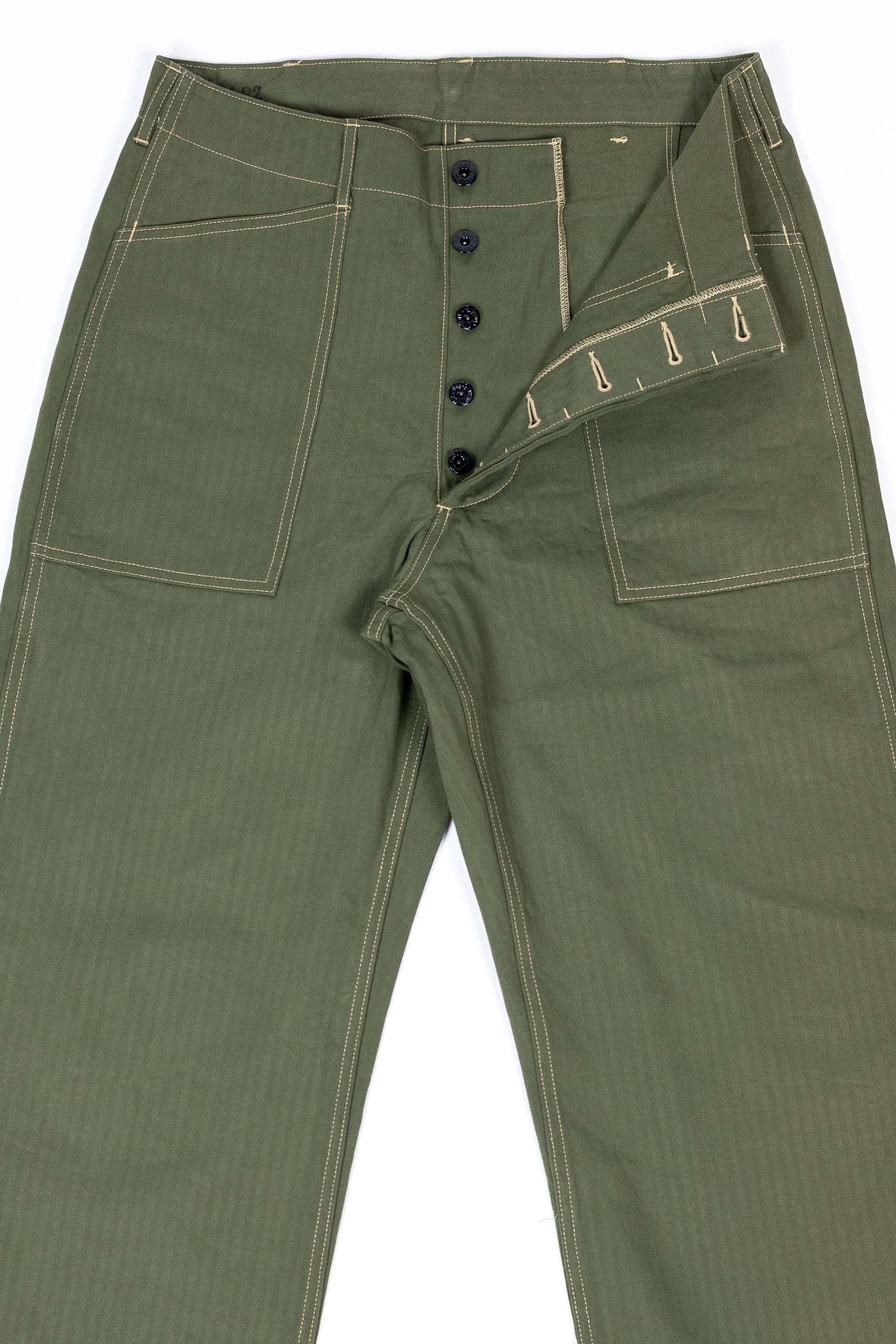 Buzz Rickson's BR42534 U.S. Marine Corps M-1941 Herringbone Pants - Olive - Image 8