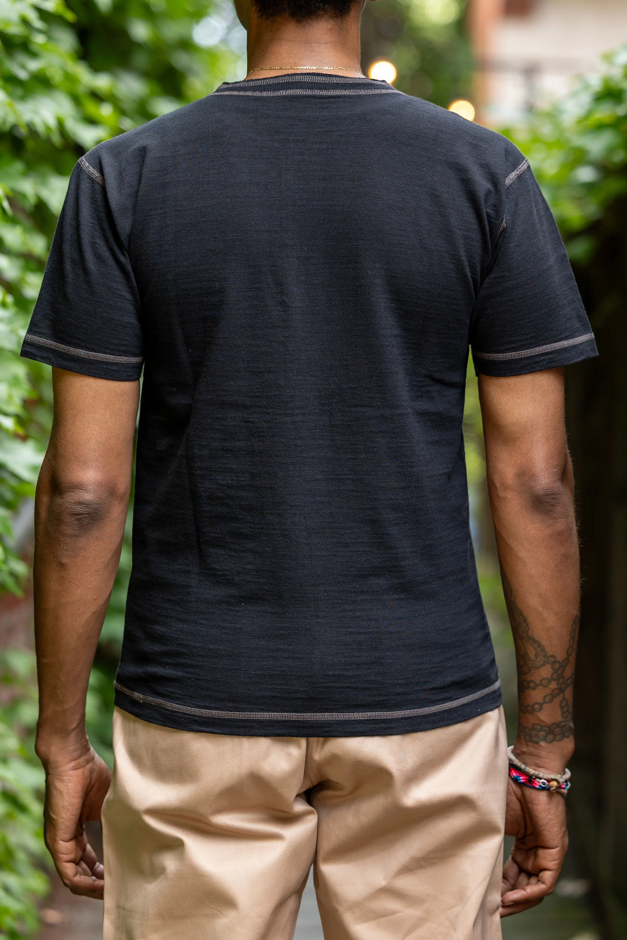 Buzz Rickson's BR79192 Slub Yarn Henley Neck T-Shirt - Black - Image 2