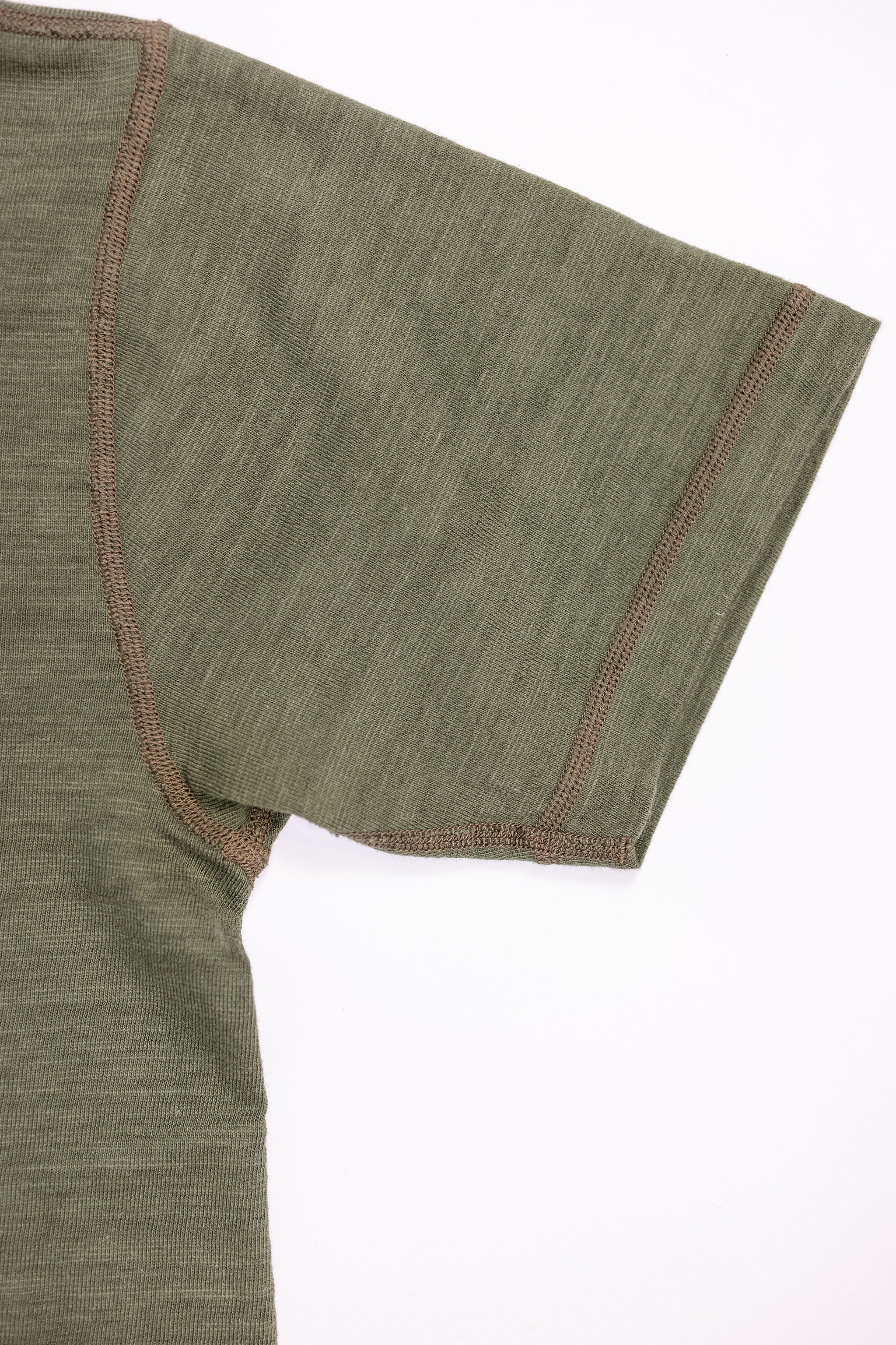 Buzz Rickson's BR79192 Slub Yarn Henley Neck T-Shirt - Olive - Image 6