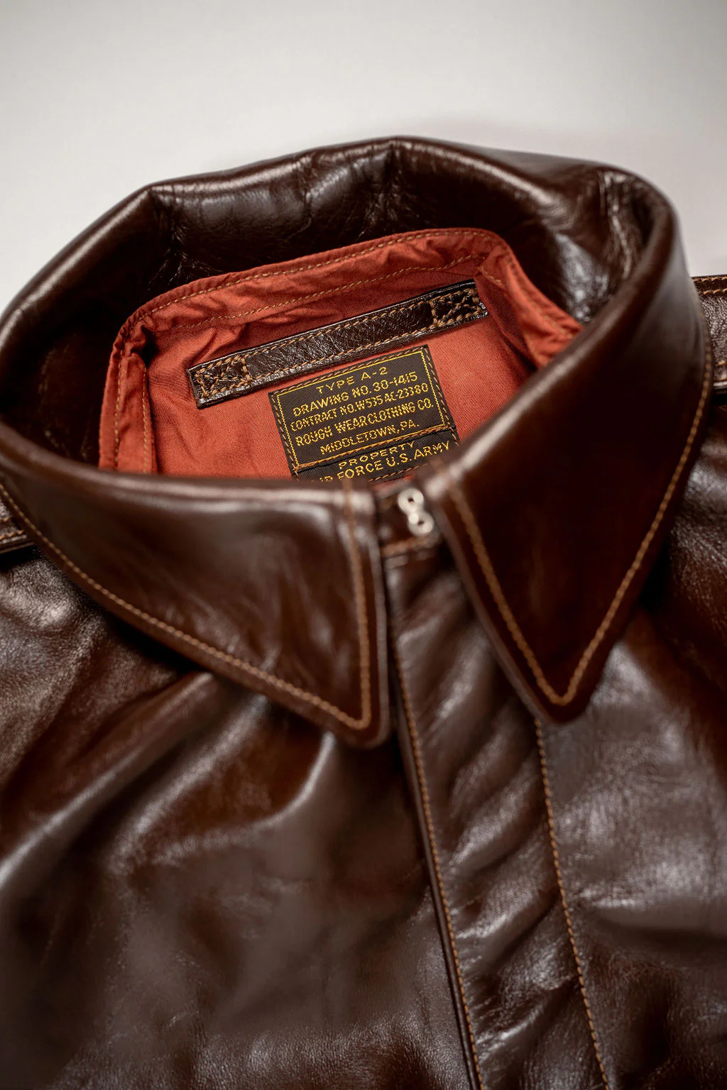 Buzz Rickson's BR80593 Type A-2 “Contract no. w535 AC-23380 Rough Wear Clothing co.” - S/Brown - Image 5