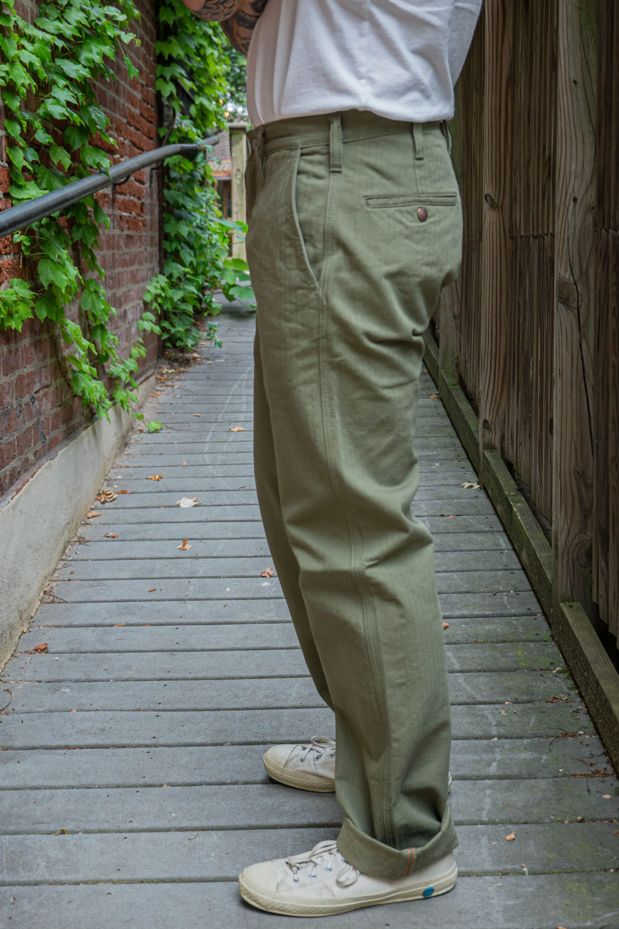 Iron Heart IH-735-ODG 11oz Herringbone Work Pants - Olive Drab Green - Image 2