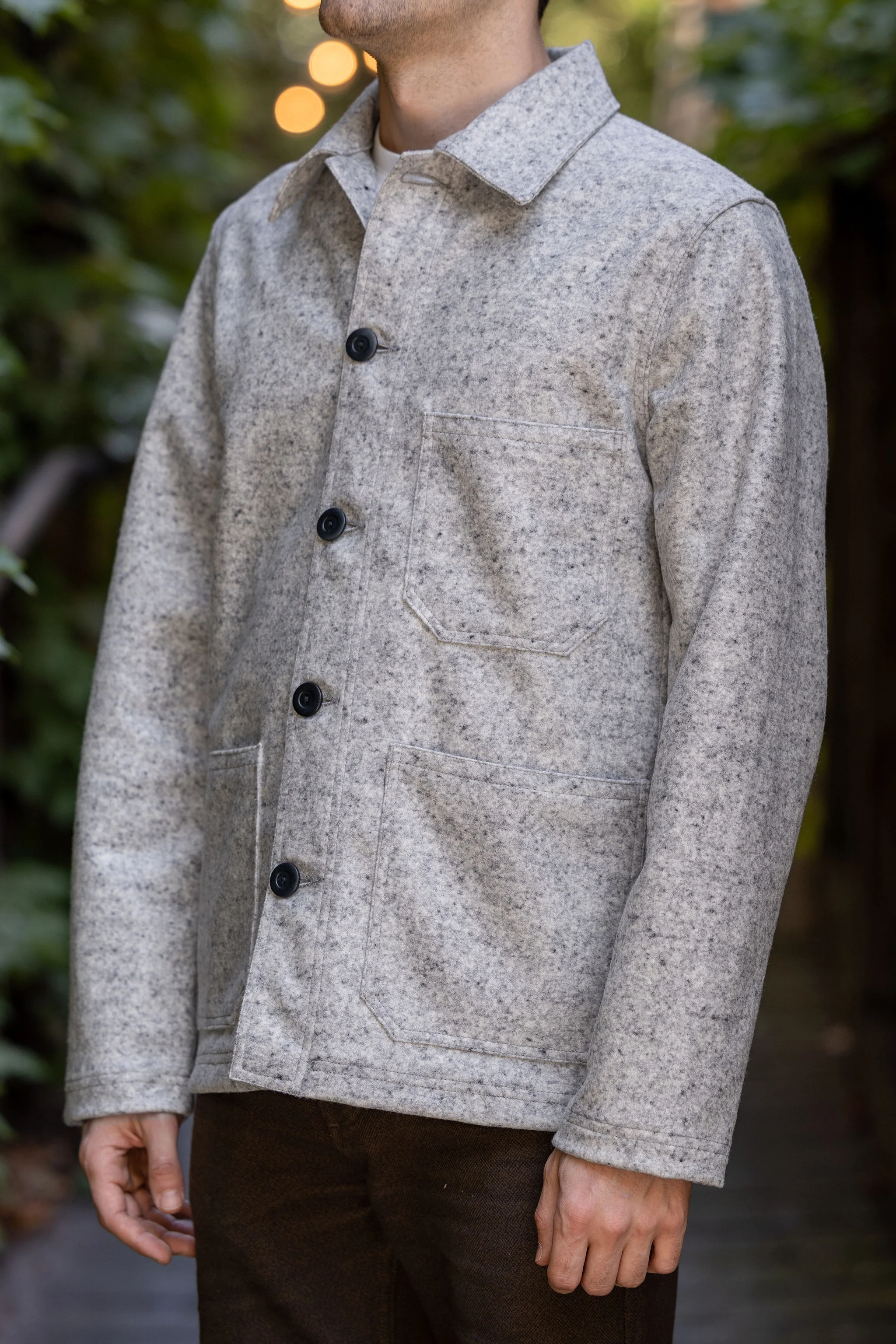 Dehen 1920 Chore Coat - Natural & Navy Heather Wool - Image 2