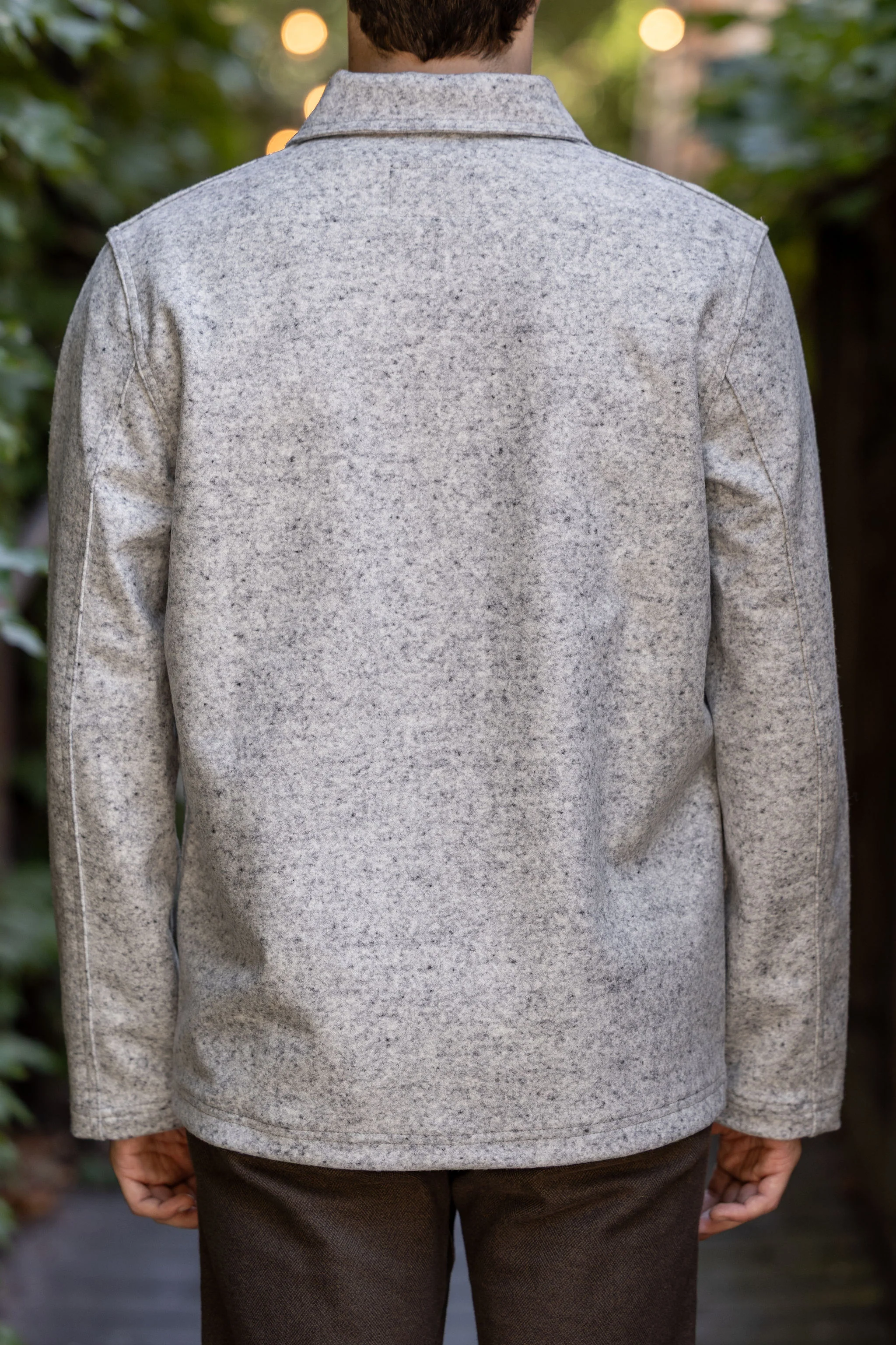 Dehen 1920 Chore Coat - Natural & Navy Heather Wool - Image 3