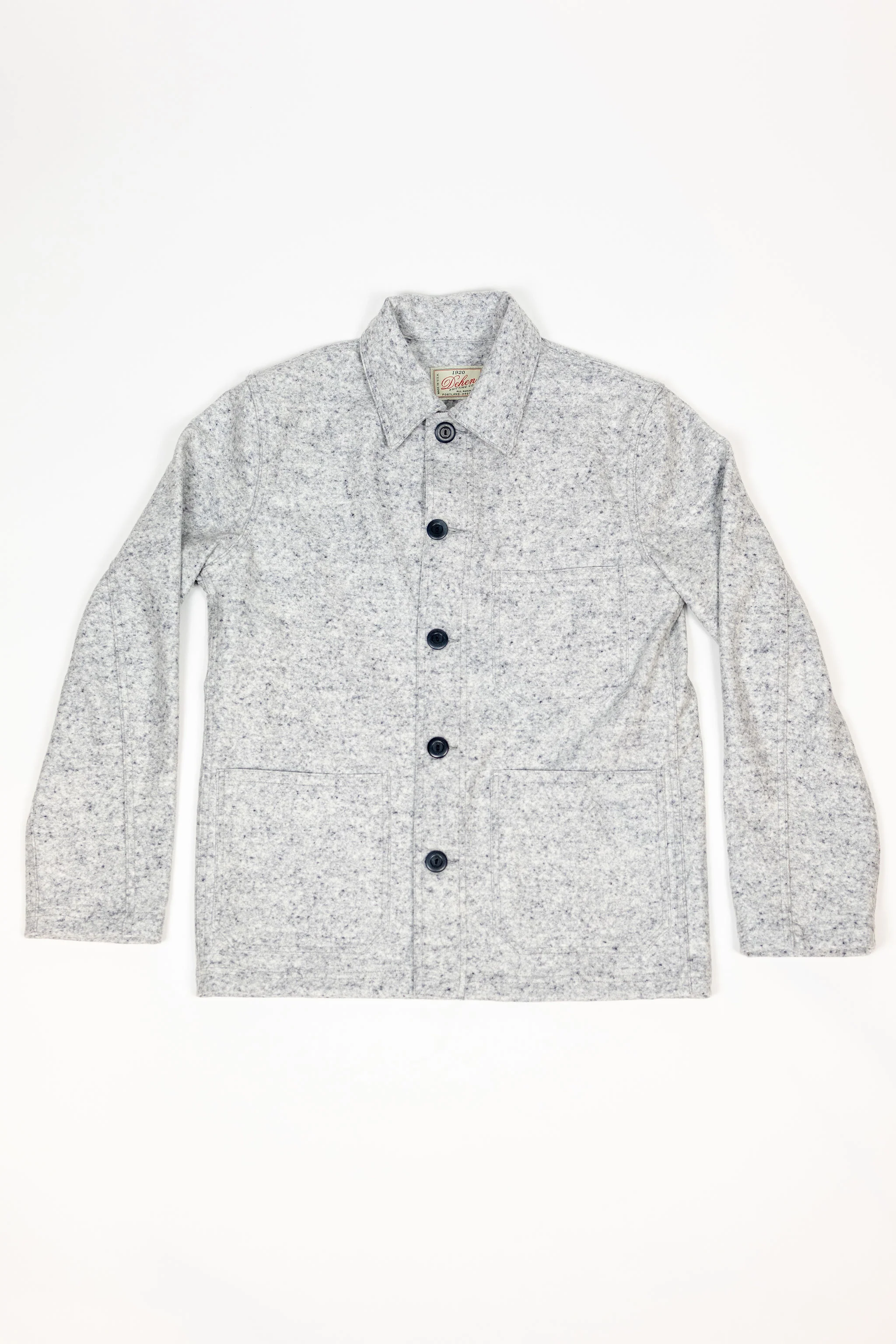Dehen 1920 Chore Coat - Natural & Navy Heather Wool - Image 4
