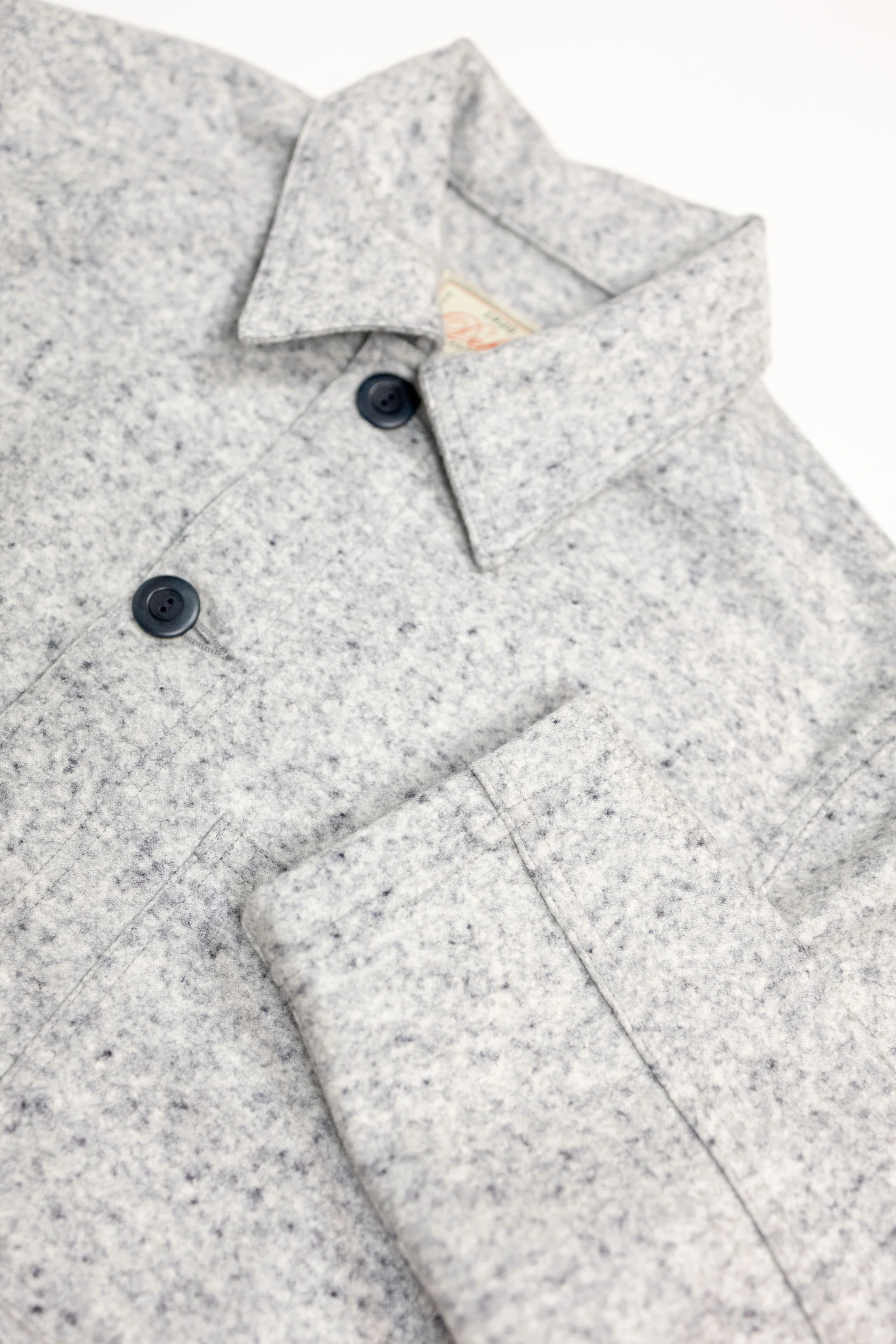 Dehen 1920 Chore Coat - Natural & Navy Heather Wool - Image 7