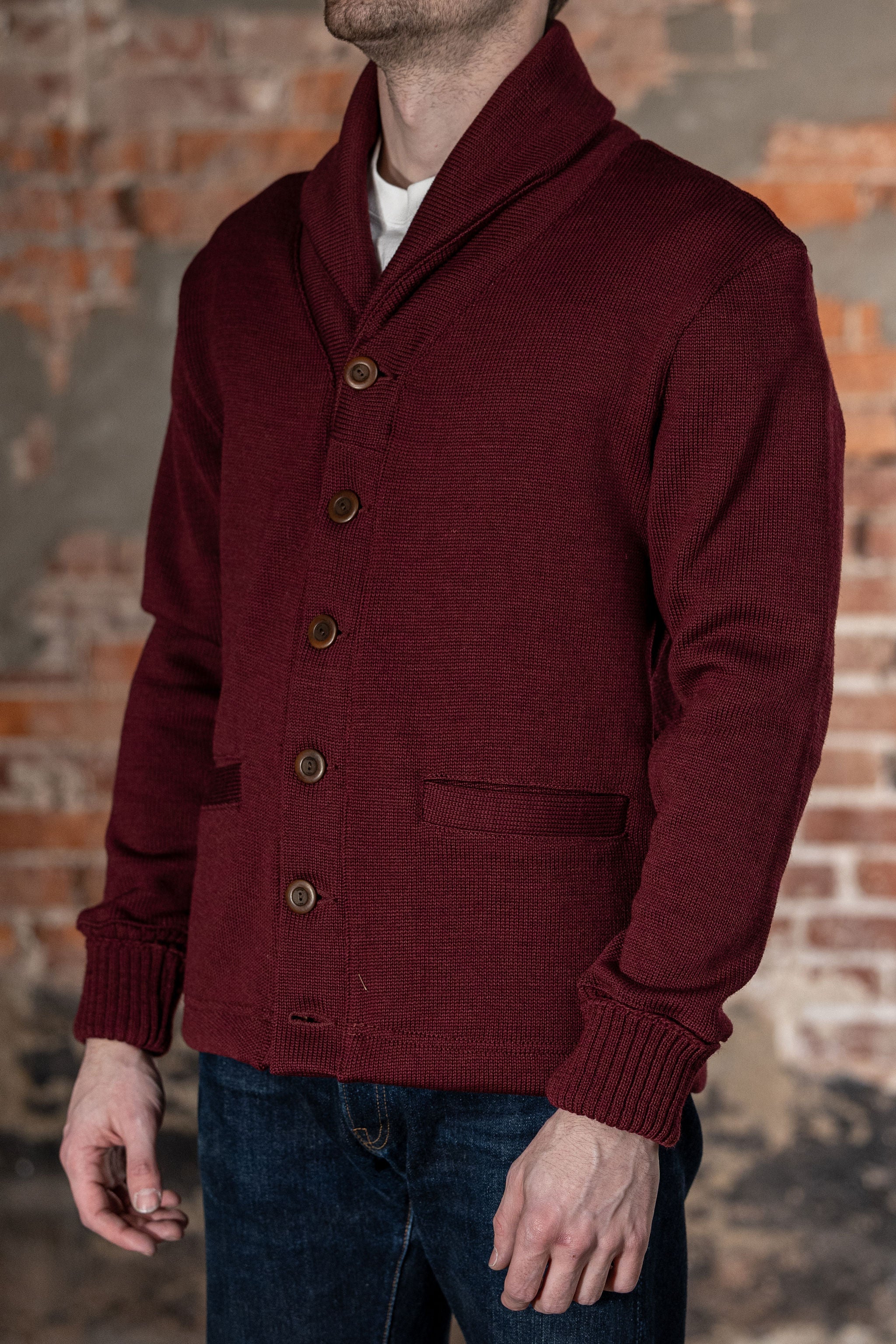 Dehen 1920 Shawl Sweater Coat - Burgundy - Image 2