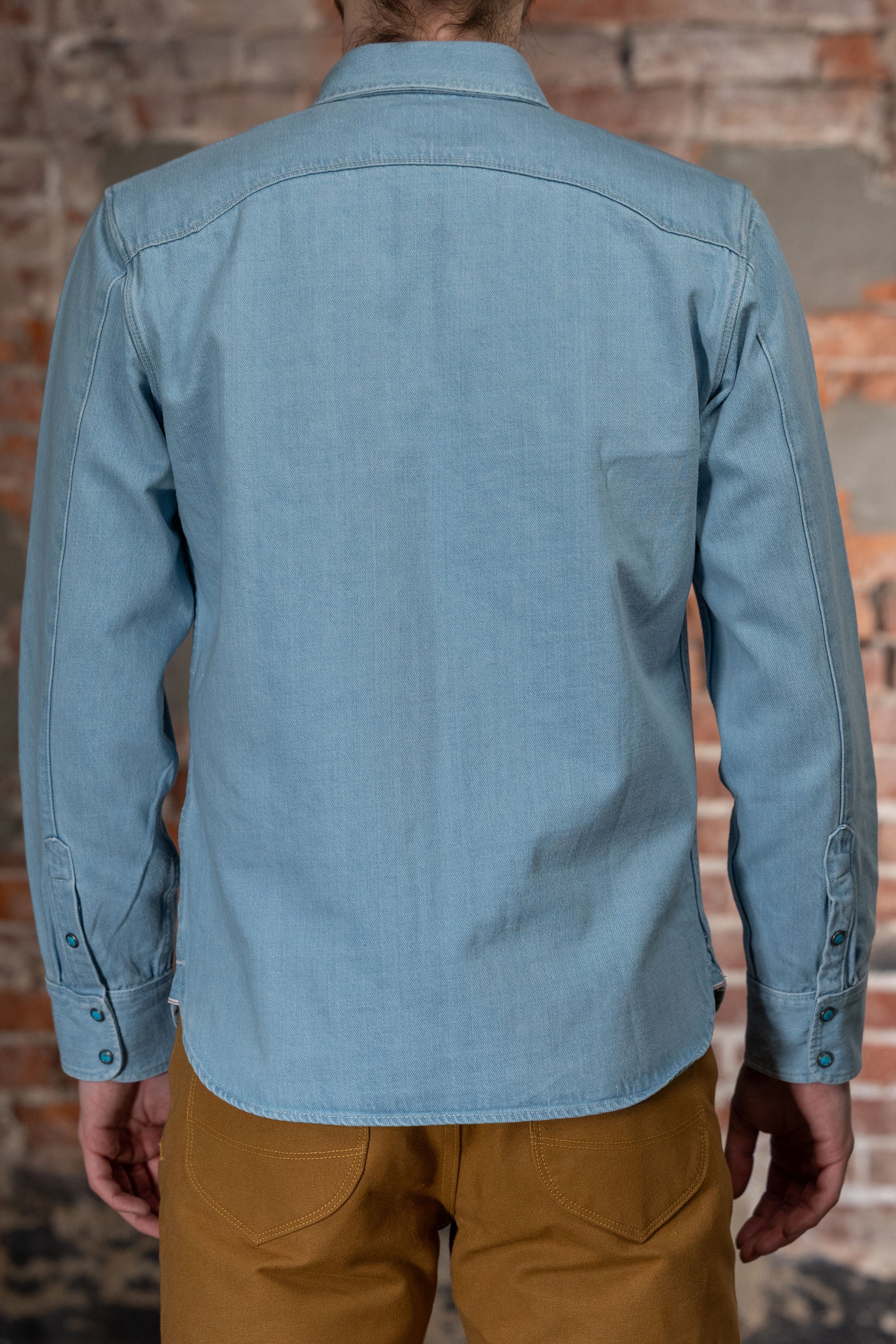 Freenote Cloth Modern Western - 11oz Bleached Denim with Turquoise Snaps - Image 3