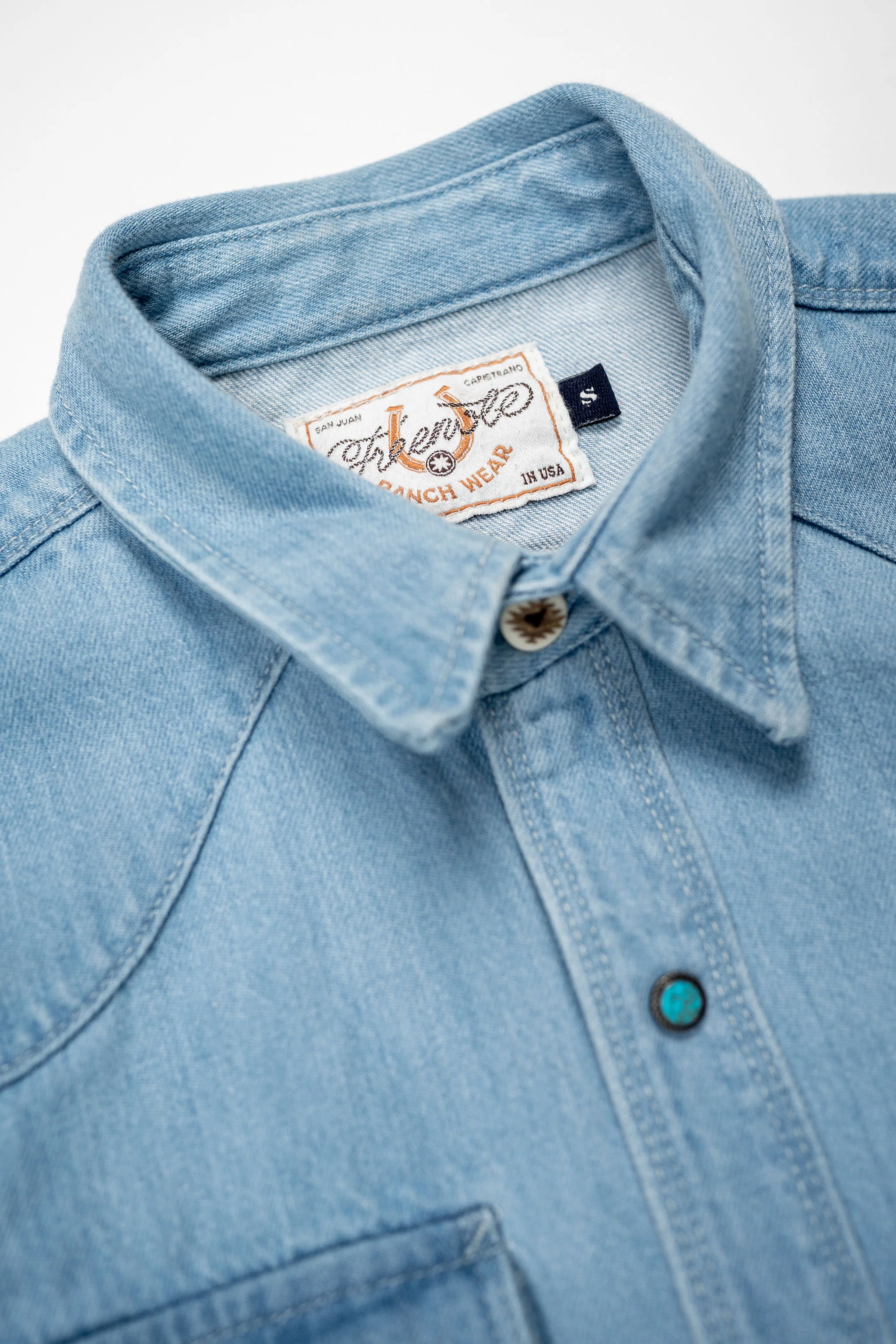 Freenote Cloth Modern Western - 11oz Bleached Denim with Turquoise Snaps - Image 5