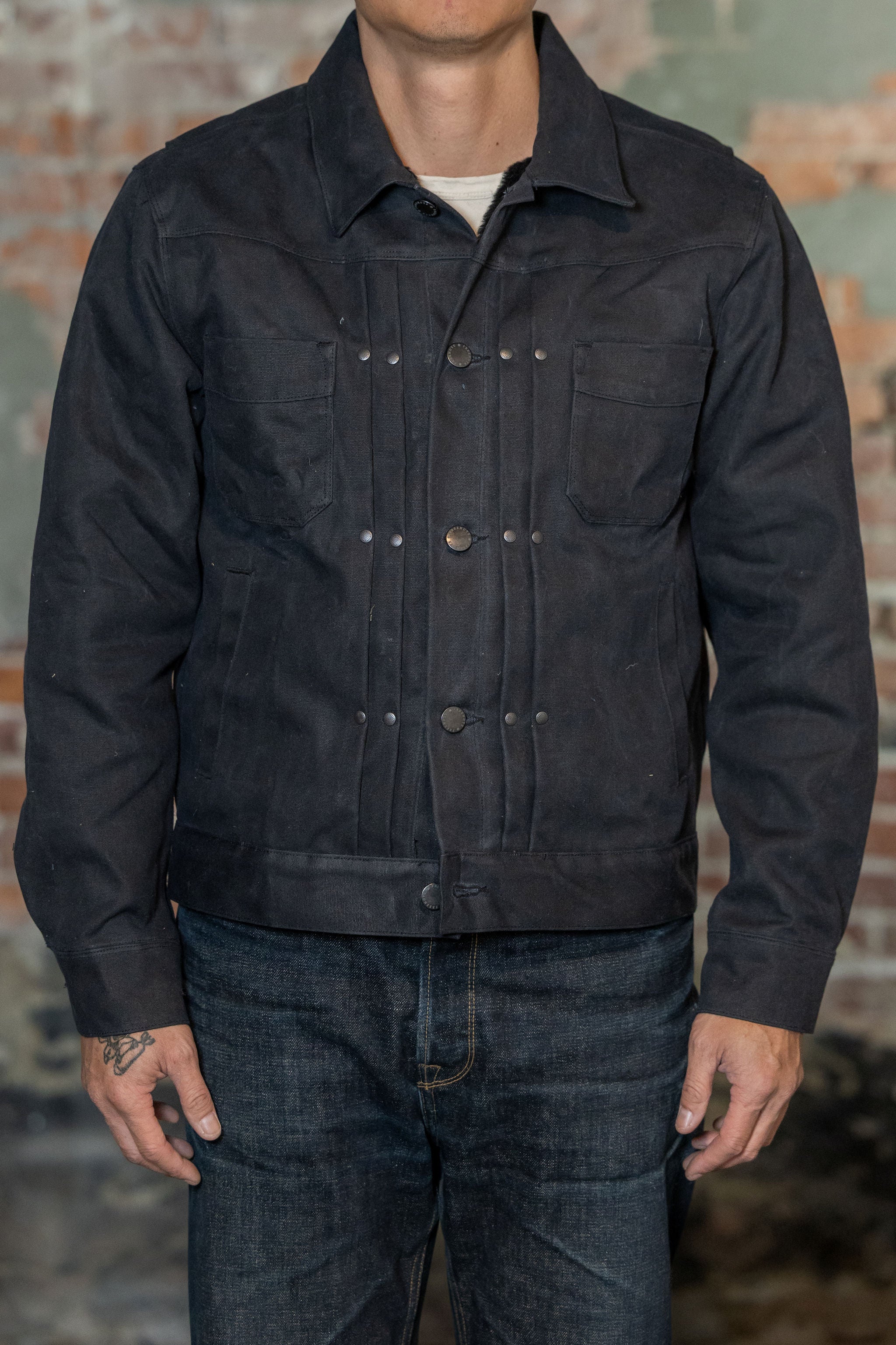 Freenote Cloth Heavy Waxed Riders Jacket - Black Alpaca