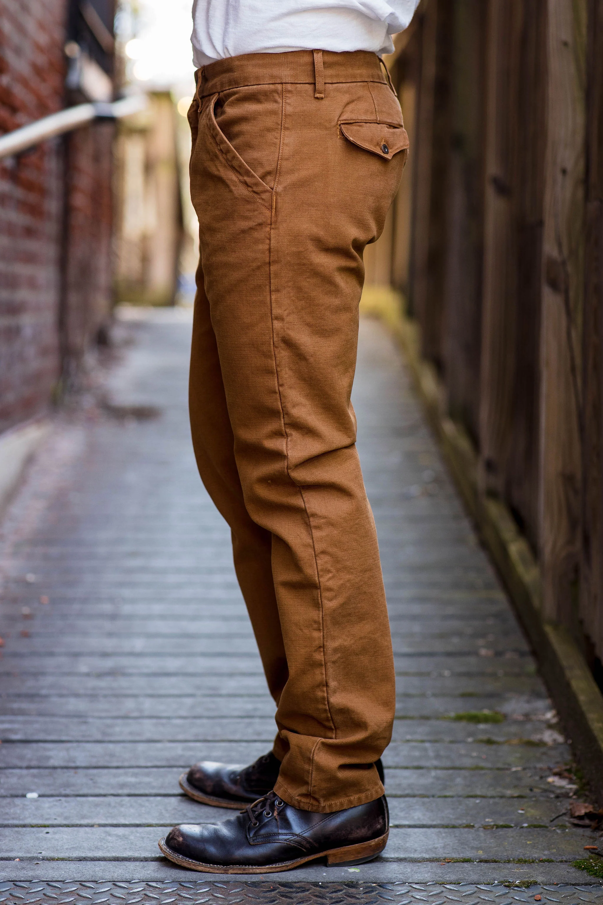 Freenote Cloth Workers Chino Slim Fit - 14oz Slub Rust - Image 2