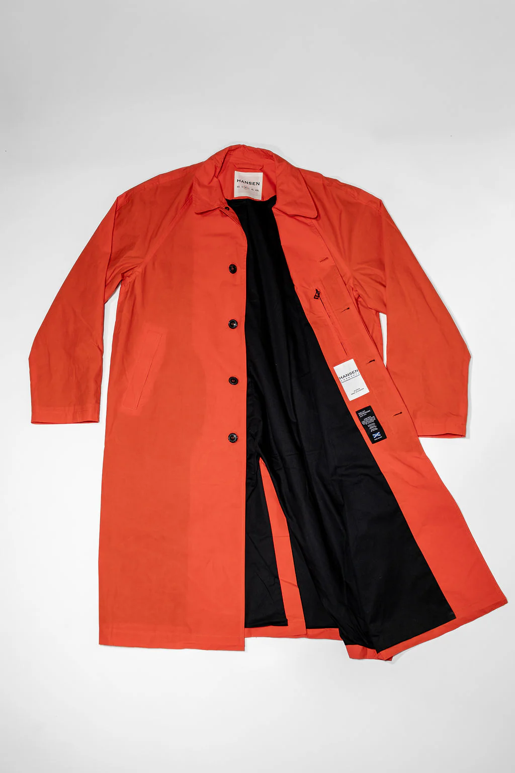 Hansen Garments Morten Long Coat - Waxed Orange - Image 6