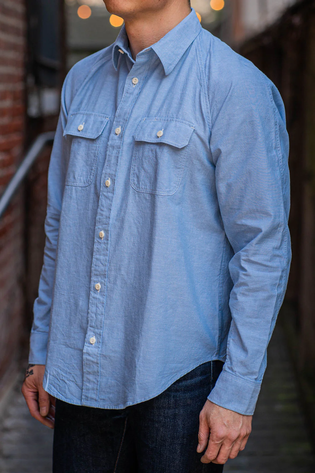 Heimat Textil Work Shirt - Trail Blue Chambray - Image 2