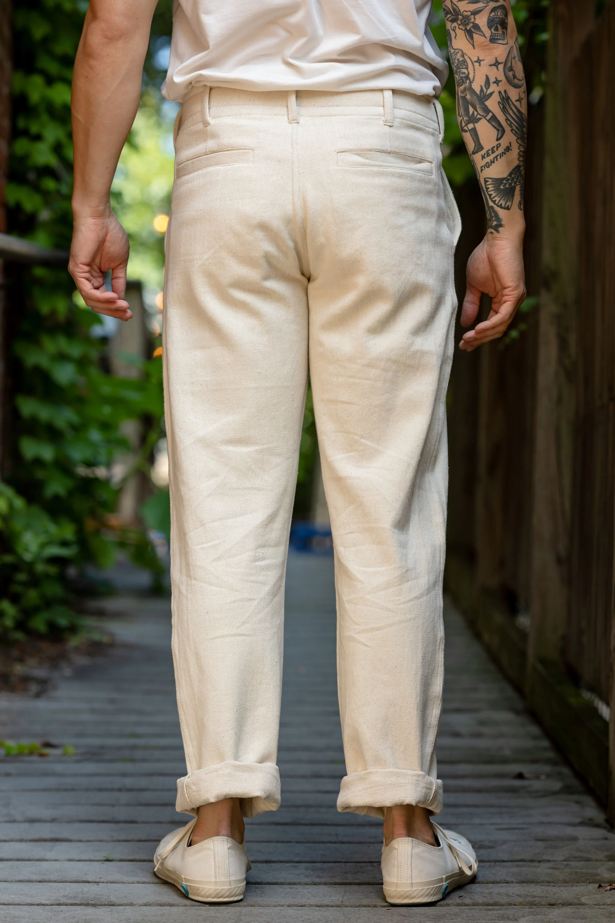 Indi + Ash Obelisk Pant - Handwoven Undyed Denim - Image 3