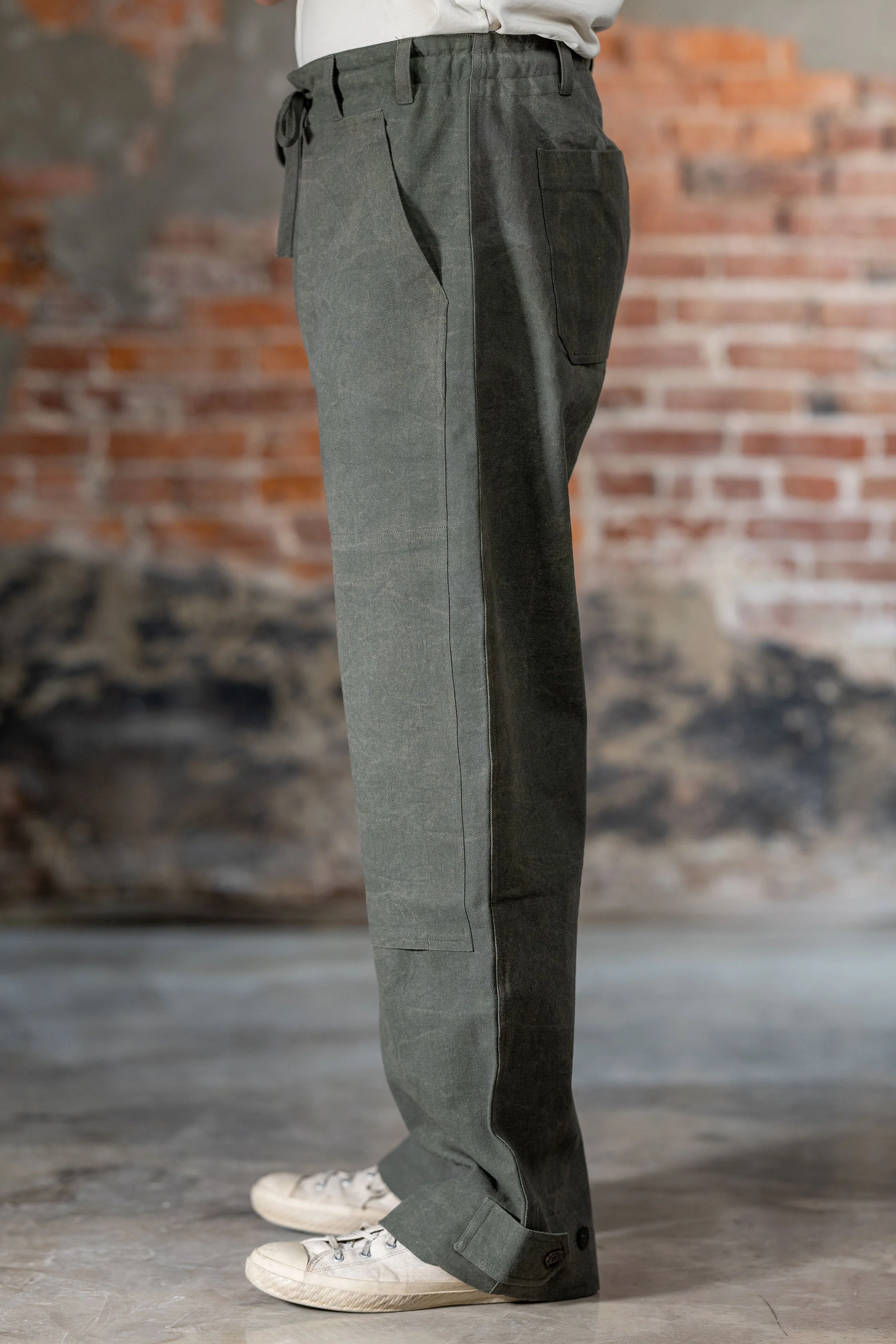 Indi + Ash Raka Pant - Forest Green Crackle Millwoven Canvas - Image 2