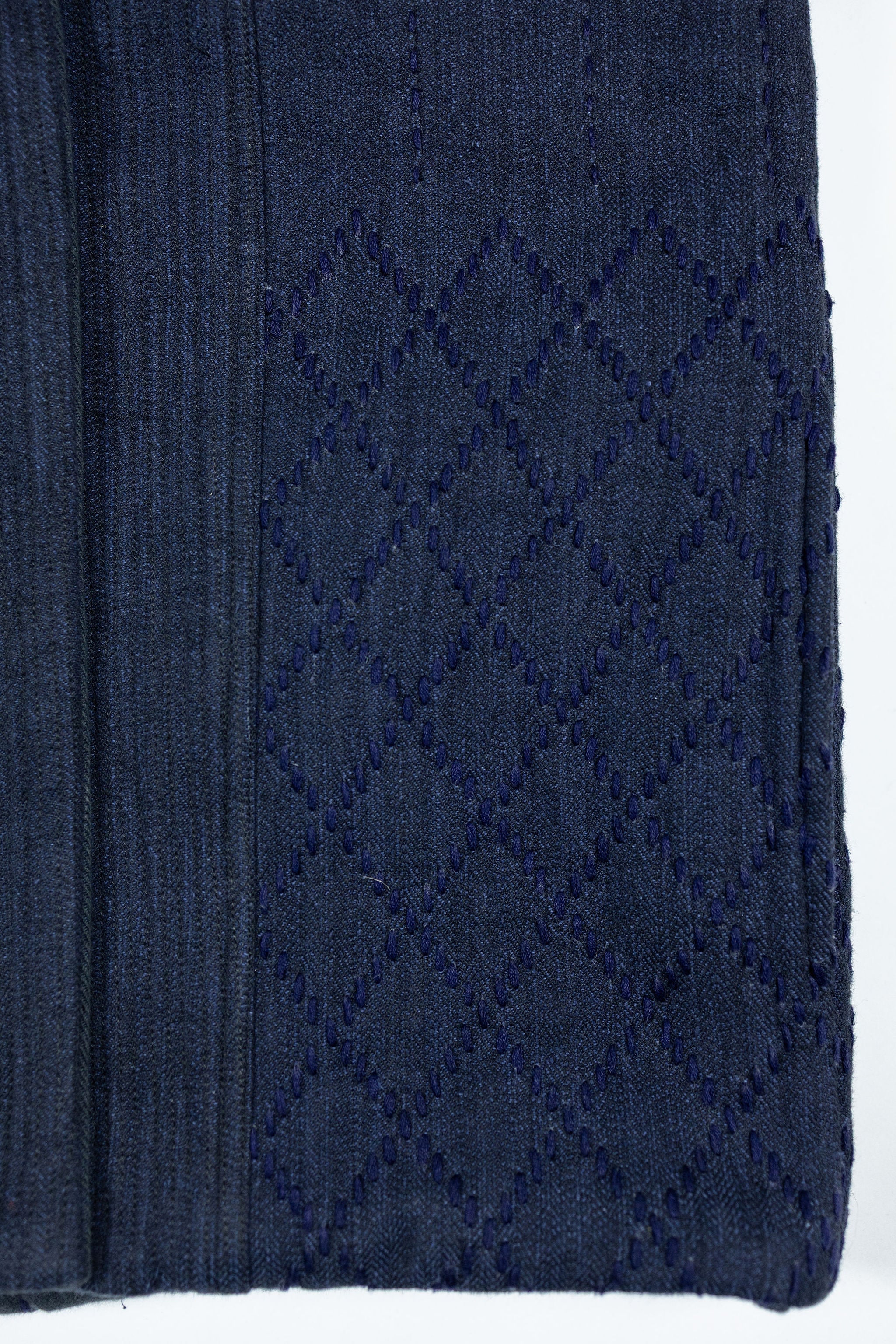 Indi + Ash Reversible Morning Shawl Overcoat - Iron/Indigo Handwoven Denim/Embroidered Military Herringbone - Image 21