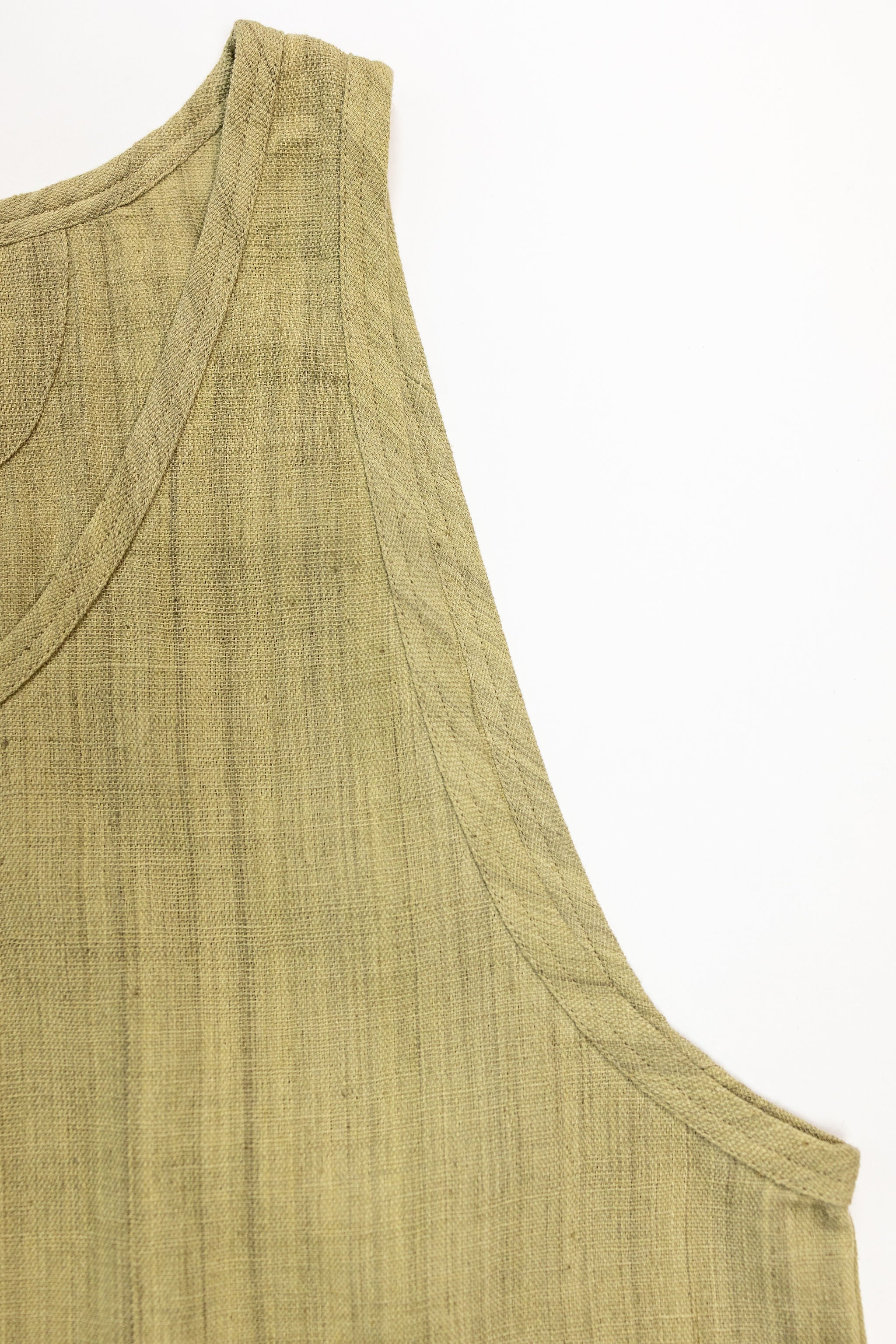 Indi + Ash Ripley Tank Handwoven Kala Cotton - Soft Olive - Image 3