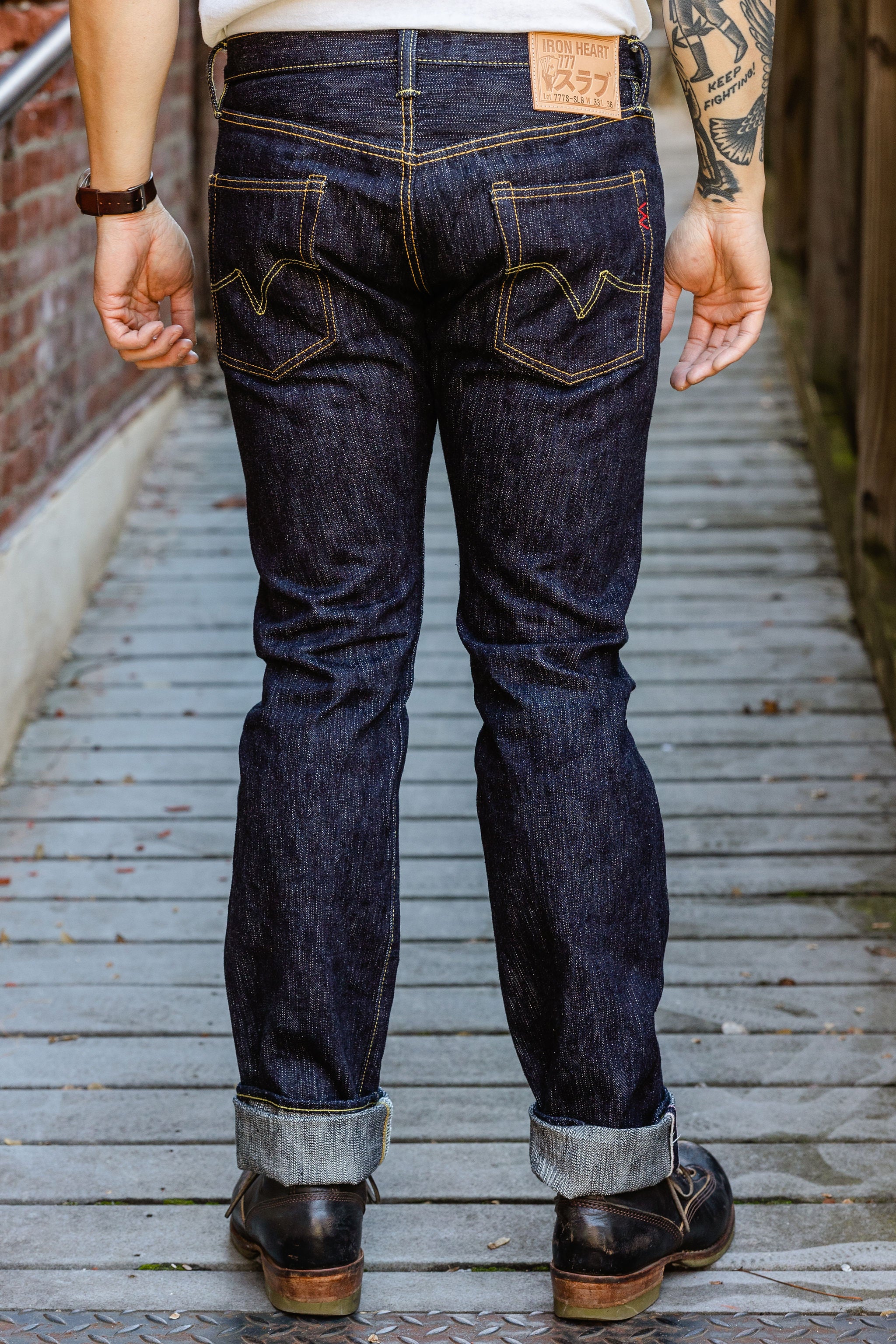 Iron Heart Denim IH-777-SLB 16oz Slubby Selvedge Denim Slim Tapered Cut Jeans - Indigo - Image 3
