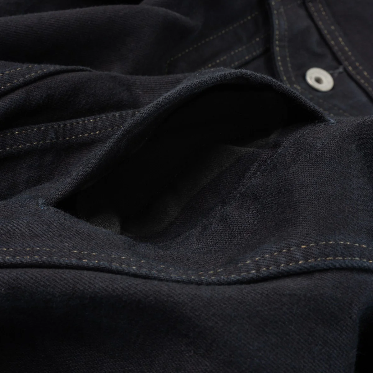 Iron Heart IH-526-142OD 14oz Selvedge Denim Modified Type III Jacket - Indigo Overdyed Black - Image 11