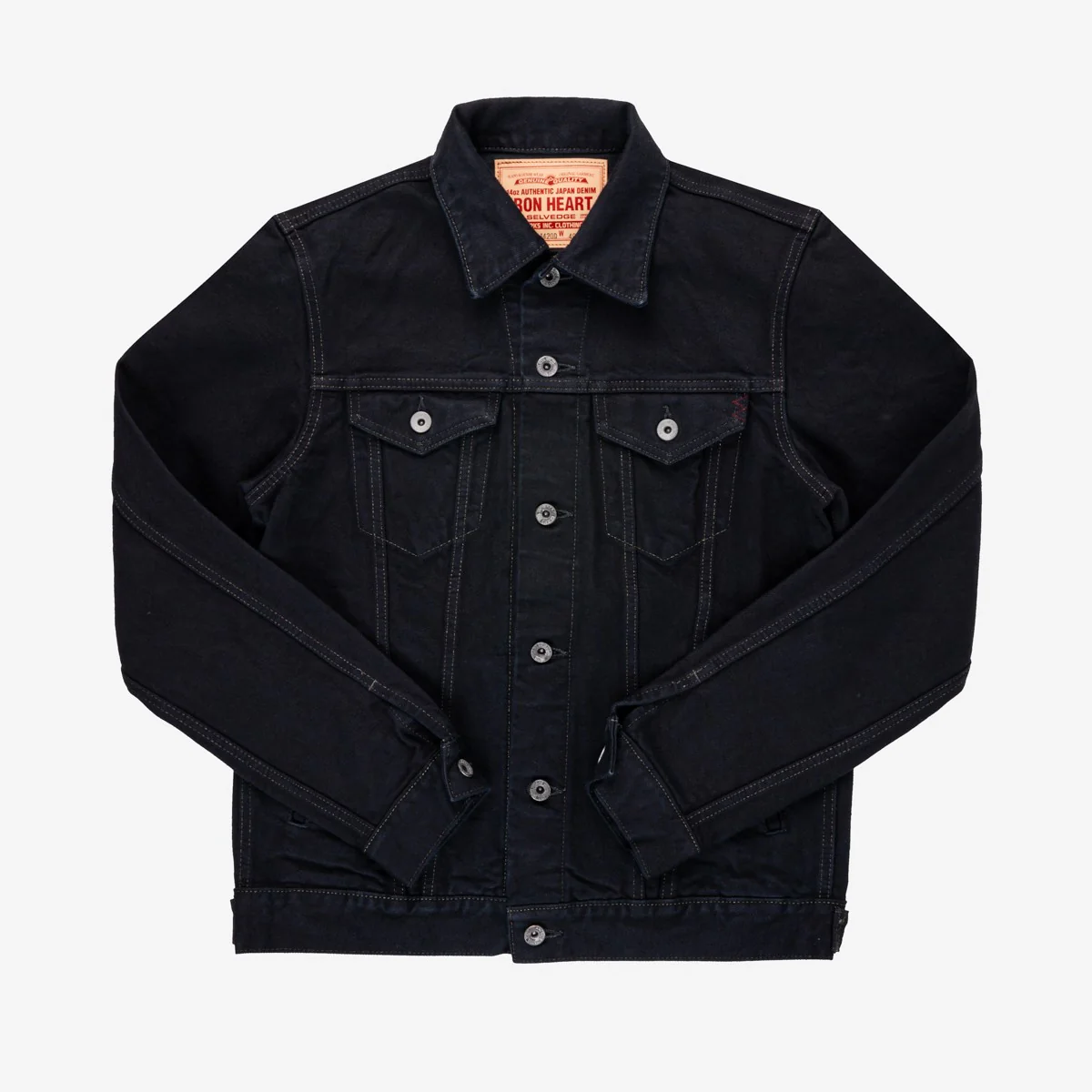 Iron Heart IH-526-142OD 14oz Selvedge Denim Modified Type III Jacket - Indigo Overdyed Black - Image 4