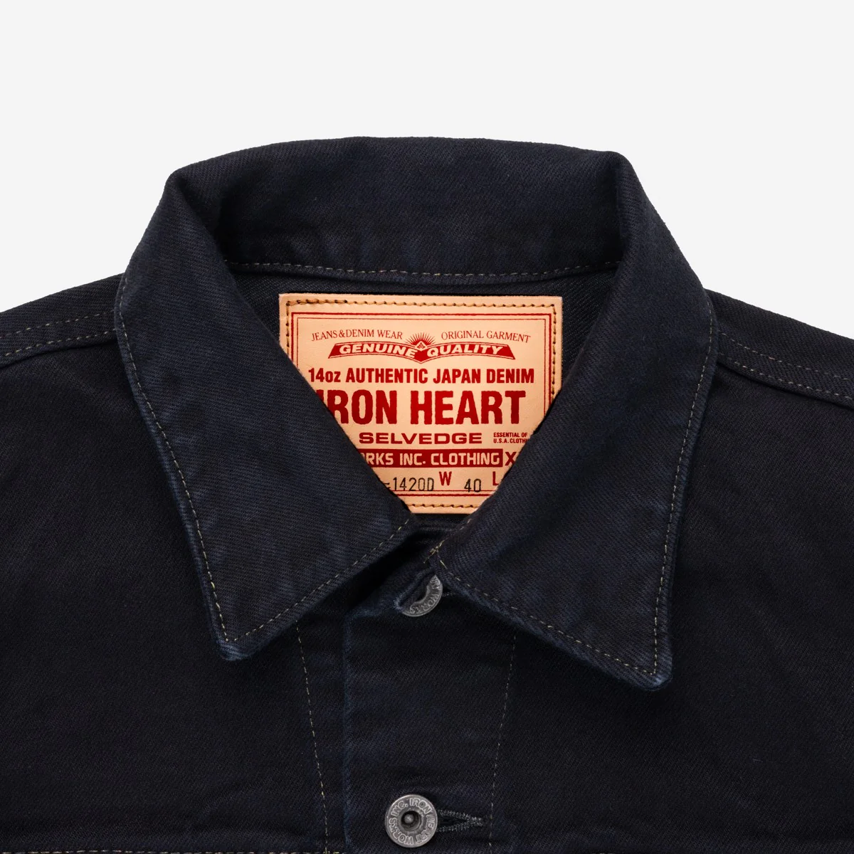 Iron Heart IH-526-142OD 14oz Selvedge Denim Modified Type III Jacket - Indigo Overdyed Black - Image 5