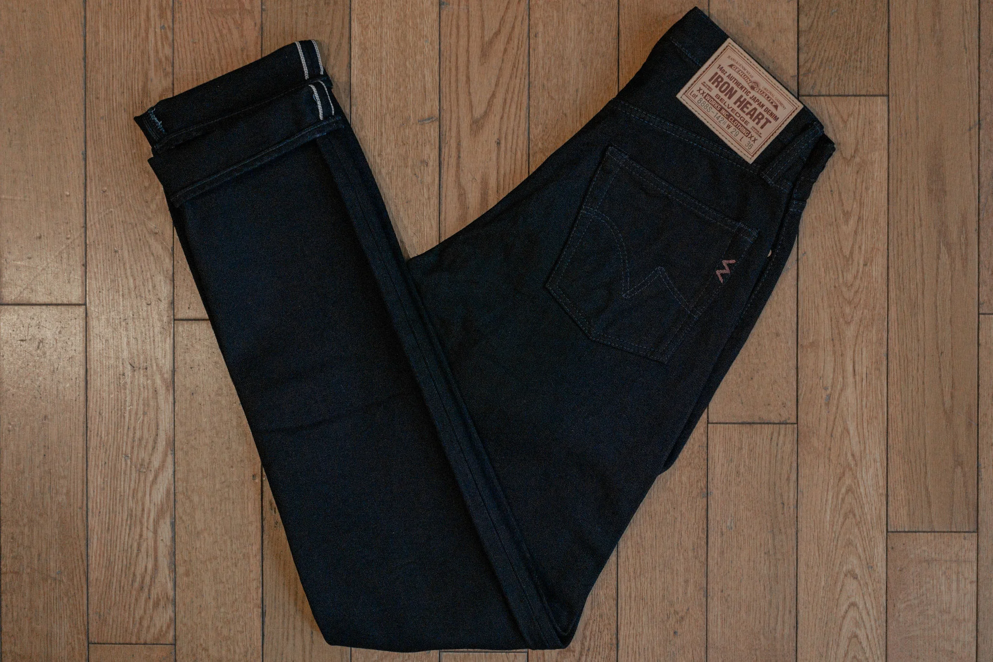 Iron Heart IH-888S-142ii 14oz Selvedge Denim Mid/High Rise Tapered Cut Jeans - Indigo/Indigo - Image 9