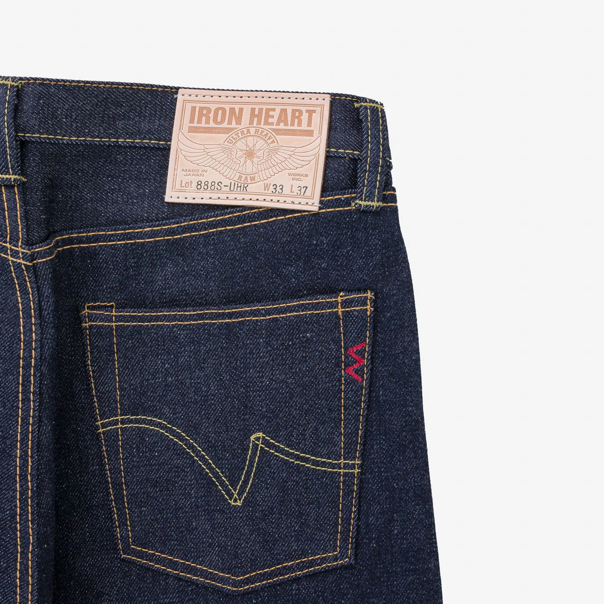Iron Heart IH-888S-UHR 21/23oz Ultra Heavy Raw Selvedge Denim Medium/High Rise Tapered Cut Jeans - Indigo - Image 9