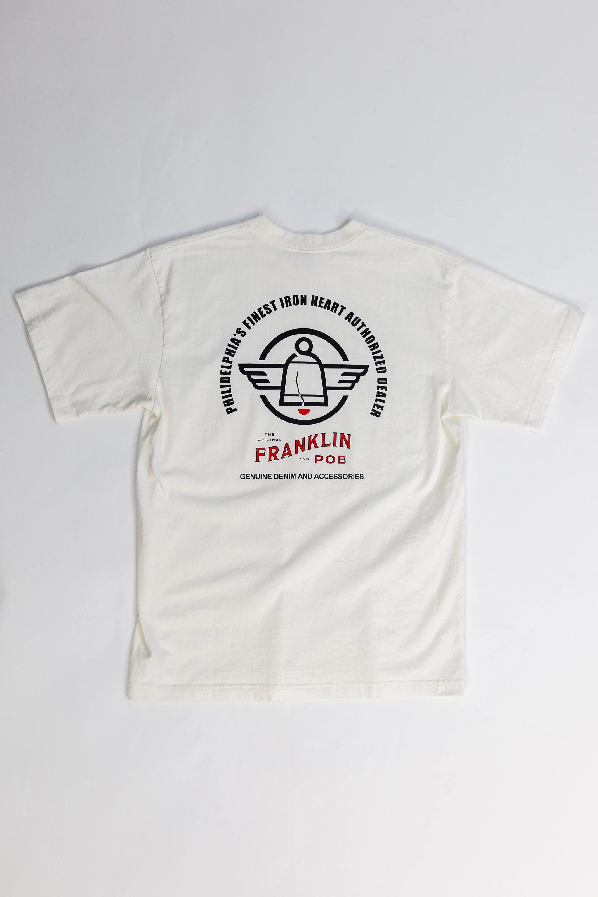 Iron Heart IHPT-FP-WHT 7.5oz Franklin & Poe Printed Loopwheel Crew Neck T-Shirt - White [COLLAB] - Image 4