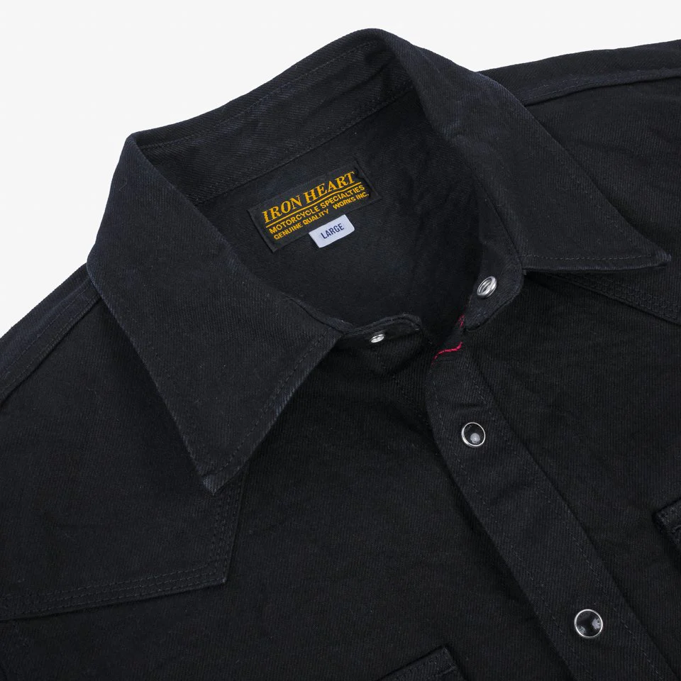 Iron Heart IHSH-396-BLK 13.5oz Denim Western Shirt - Black - Image 8