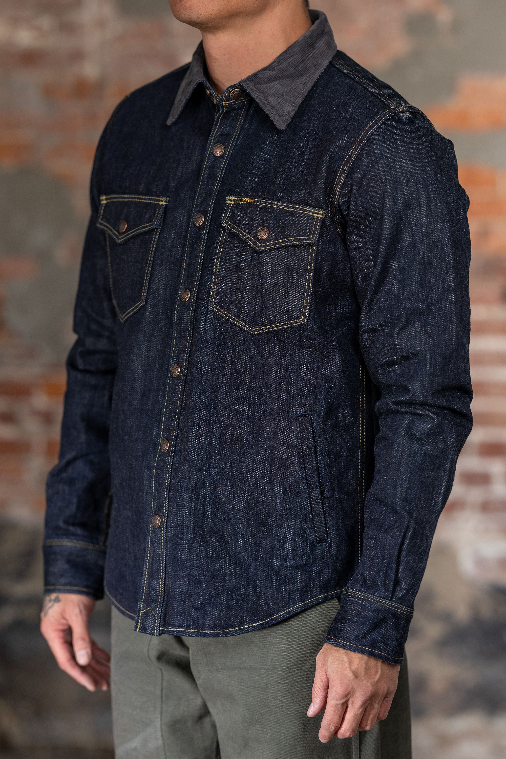 Iron Heart IHSH-427-IND 16oz Selvedge Denim CPO Shirt - Indigo - Image 2