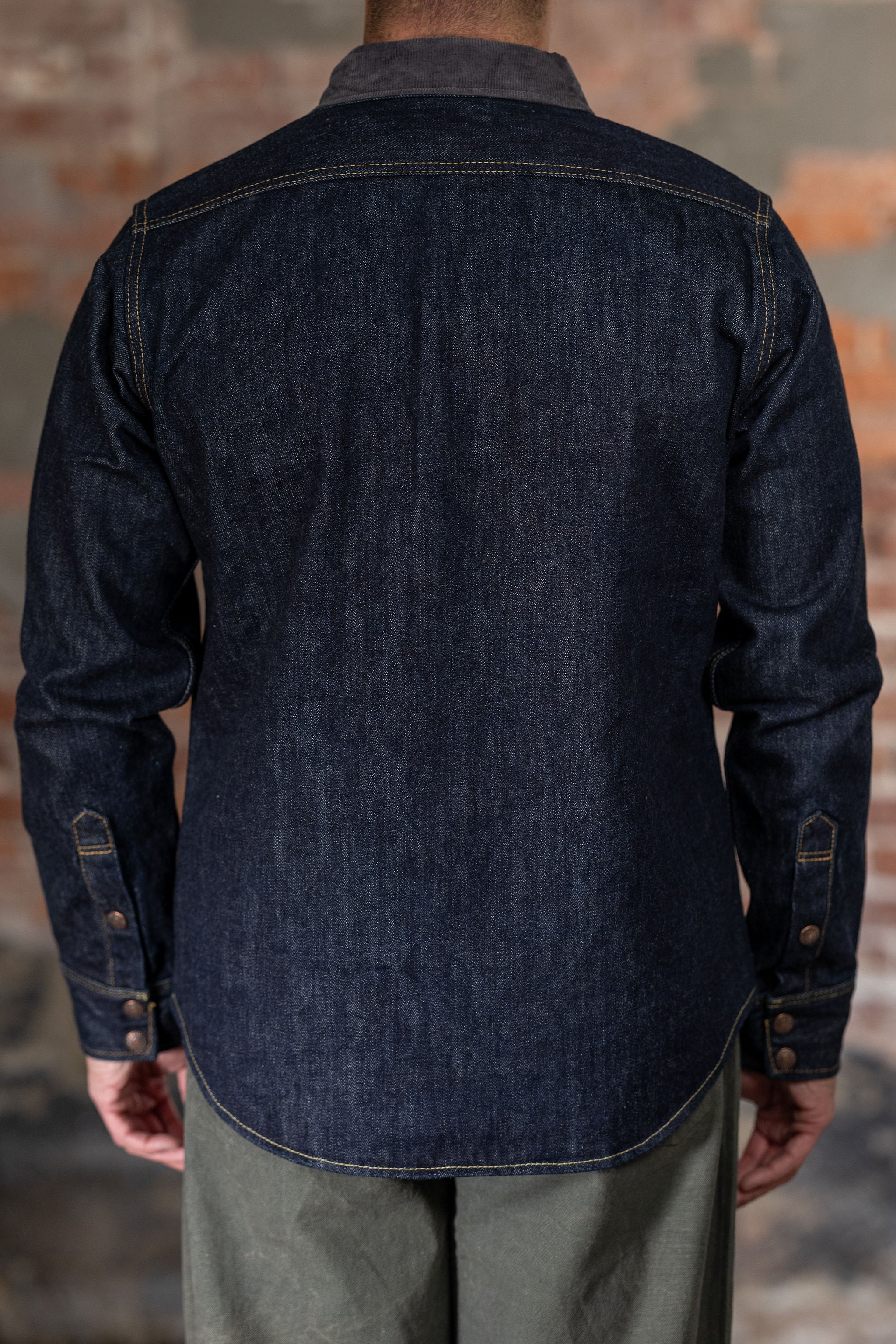 Iron Heart IHSH-427-IND 16oz Selvedge Denim CPO Shirt - Indigo - Image 3