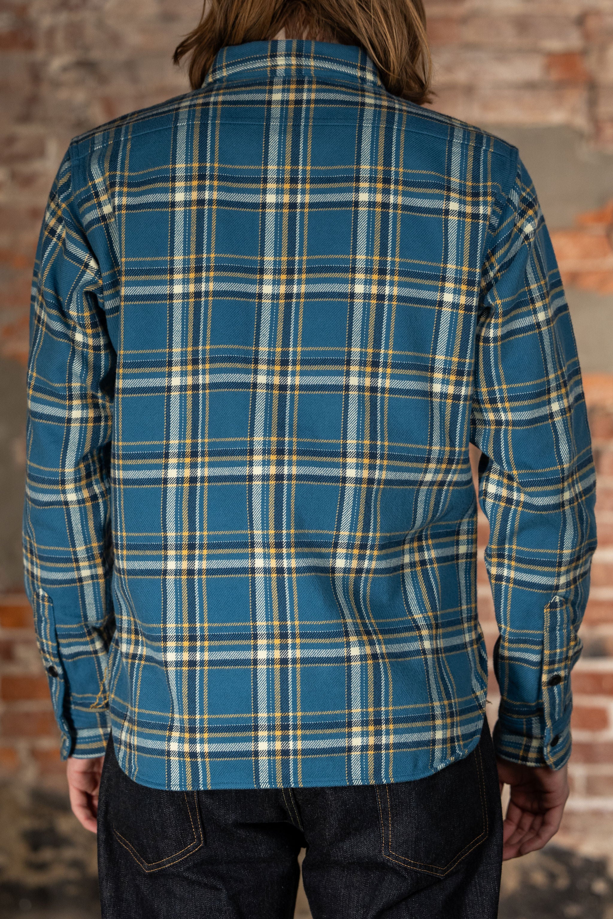 Iron Heart IHSH-435-BLU Ultra Heavy Flannel American Check Work Shirt - Blue - Image 3