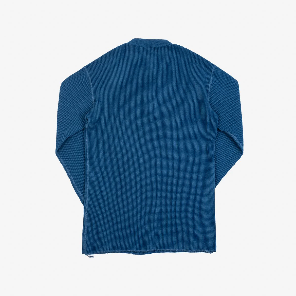 Iron Heart IHTL-1213-IND Waffle Knit Long Sleeved Thermal Henley - Indigo Dyed - Image 8