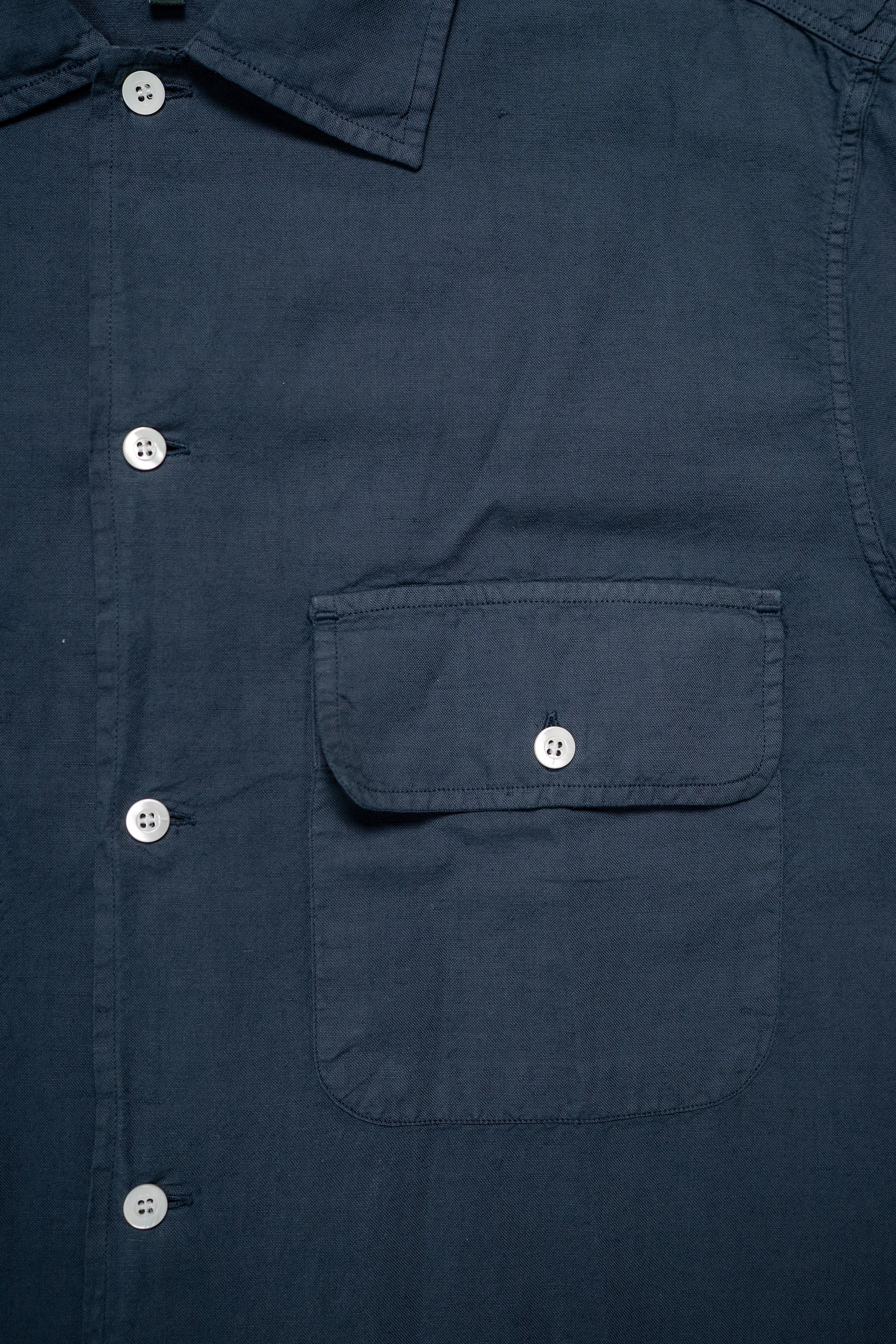 Knickerbocker Mar Cotton & Linen Shirt - Navy - Image 6