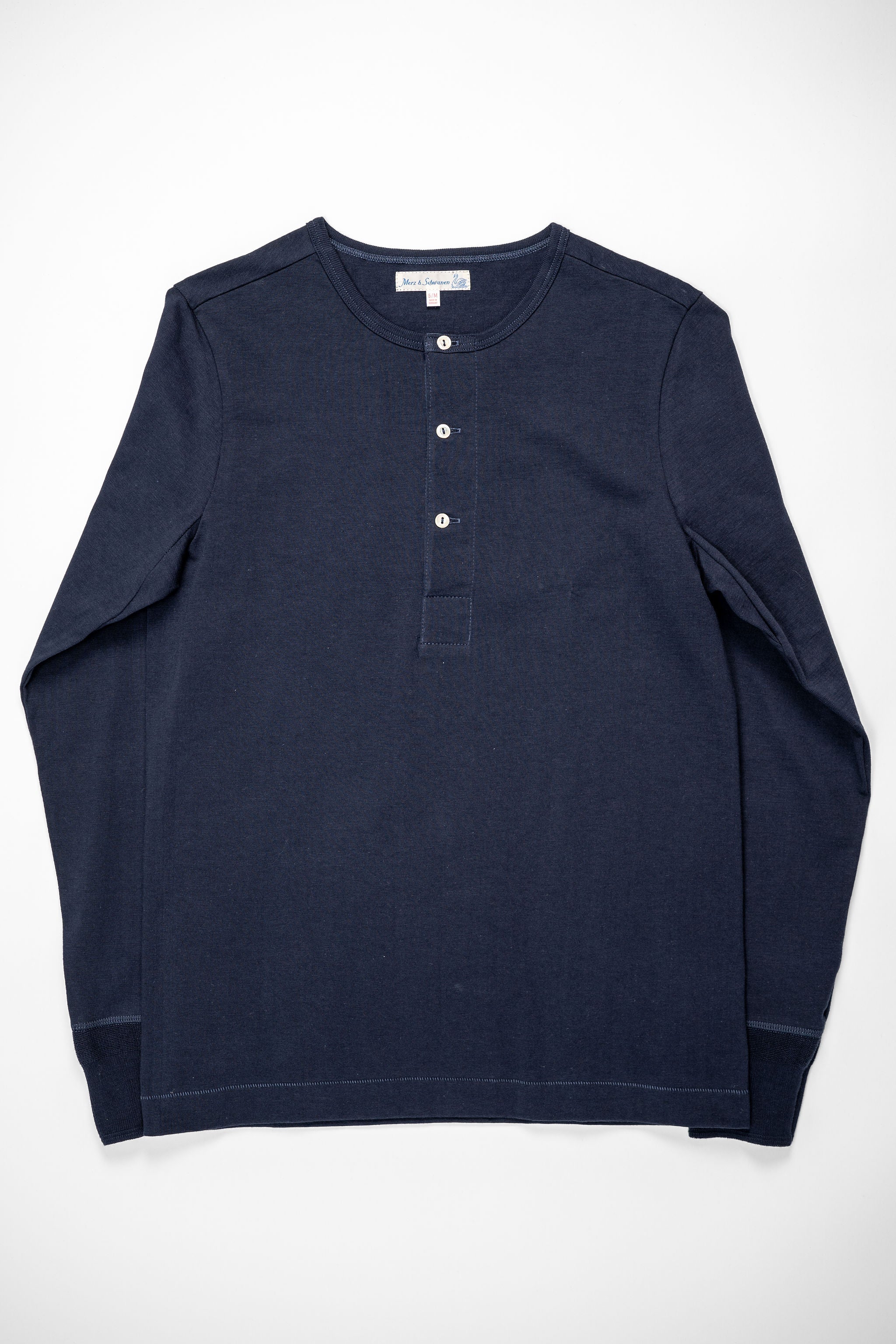 Merz b. Schwanen 206 Henley Long Sleeve - Ink Blue - Image 4
